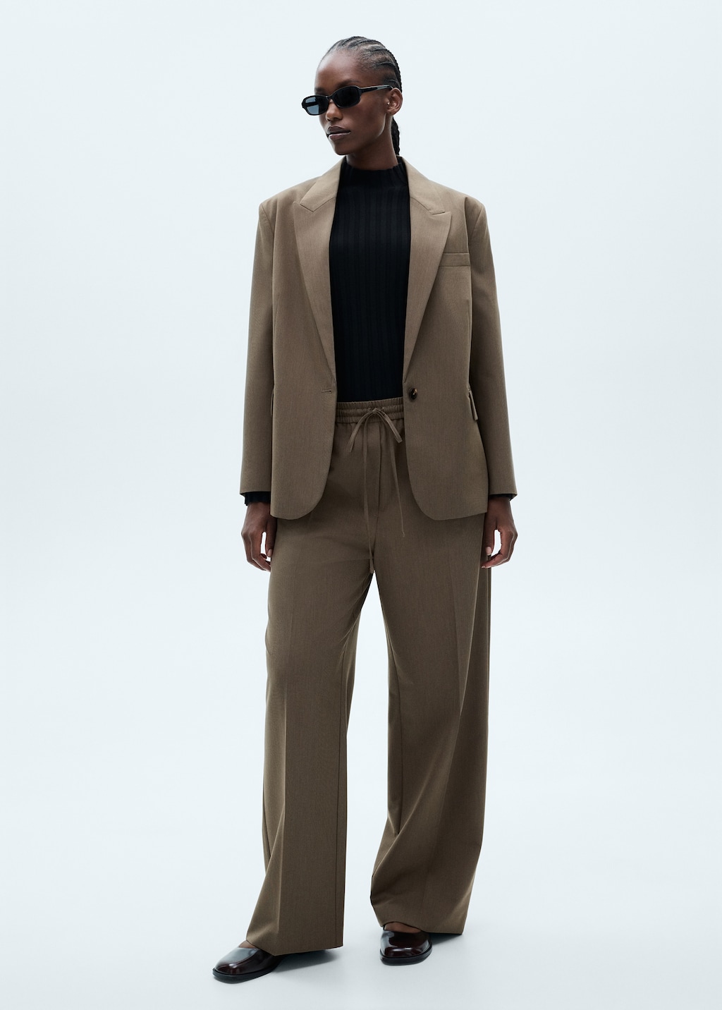 Pantalon droit taille elastique femme hotsell