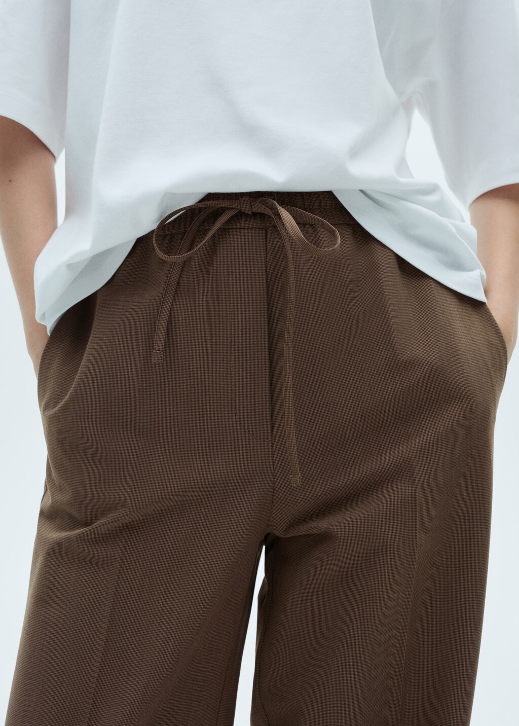 Pantalon recto cintura elastica Mujer MANGO Espana Peninsula y Baleares