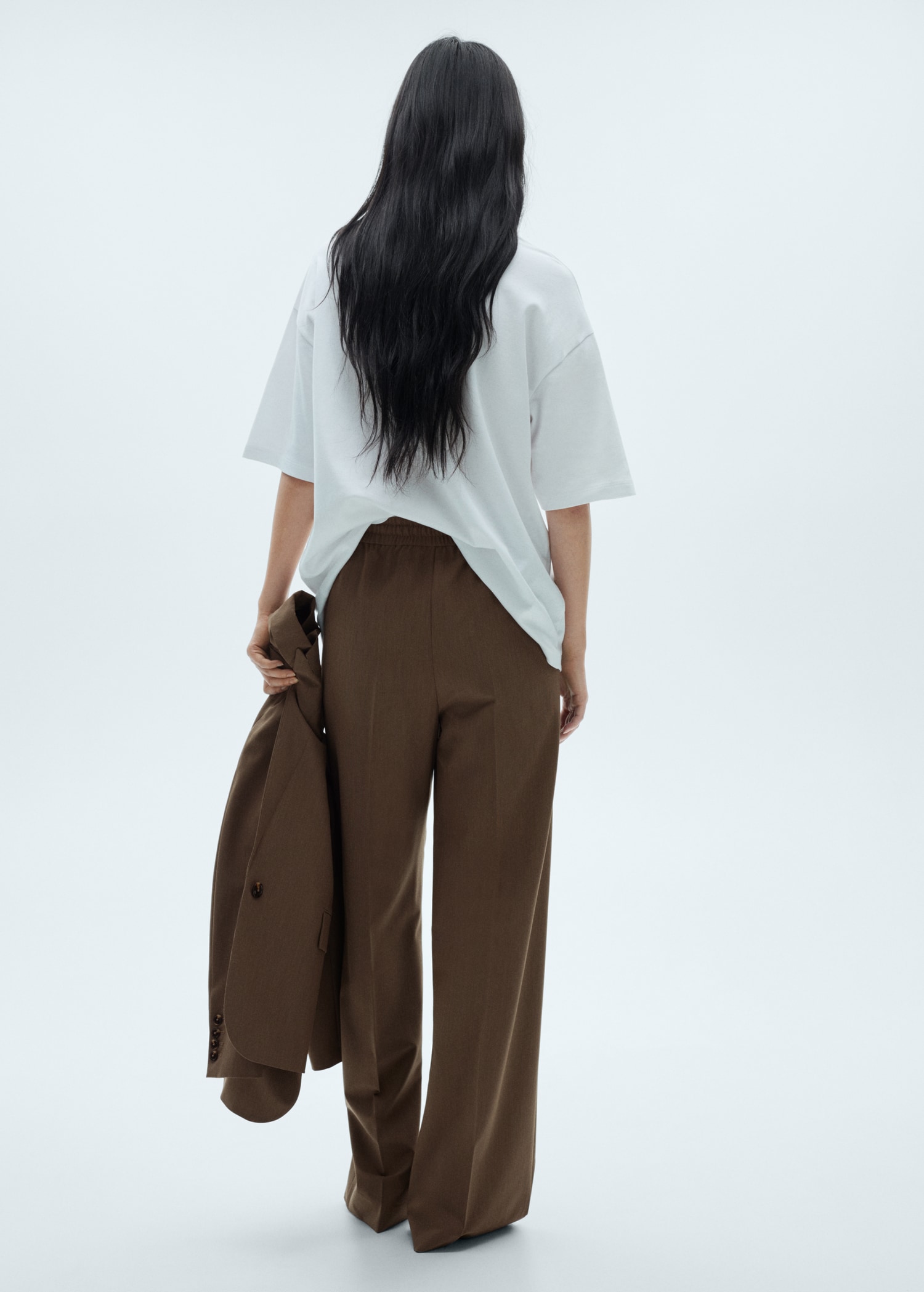 Straight-fit trousers with elastic waist - Reverse of the article