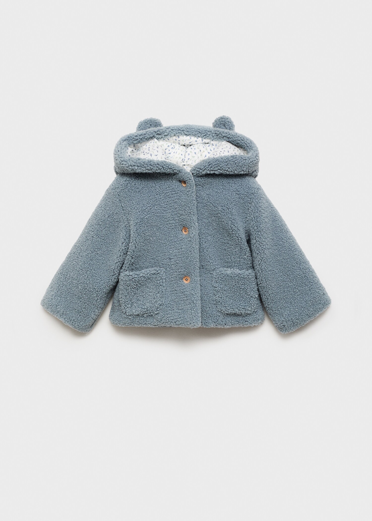 Shearling-effect hooded coat - Article without model