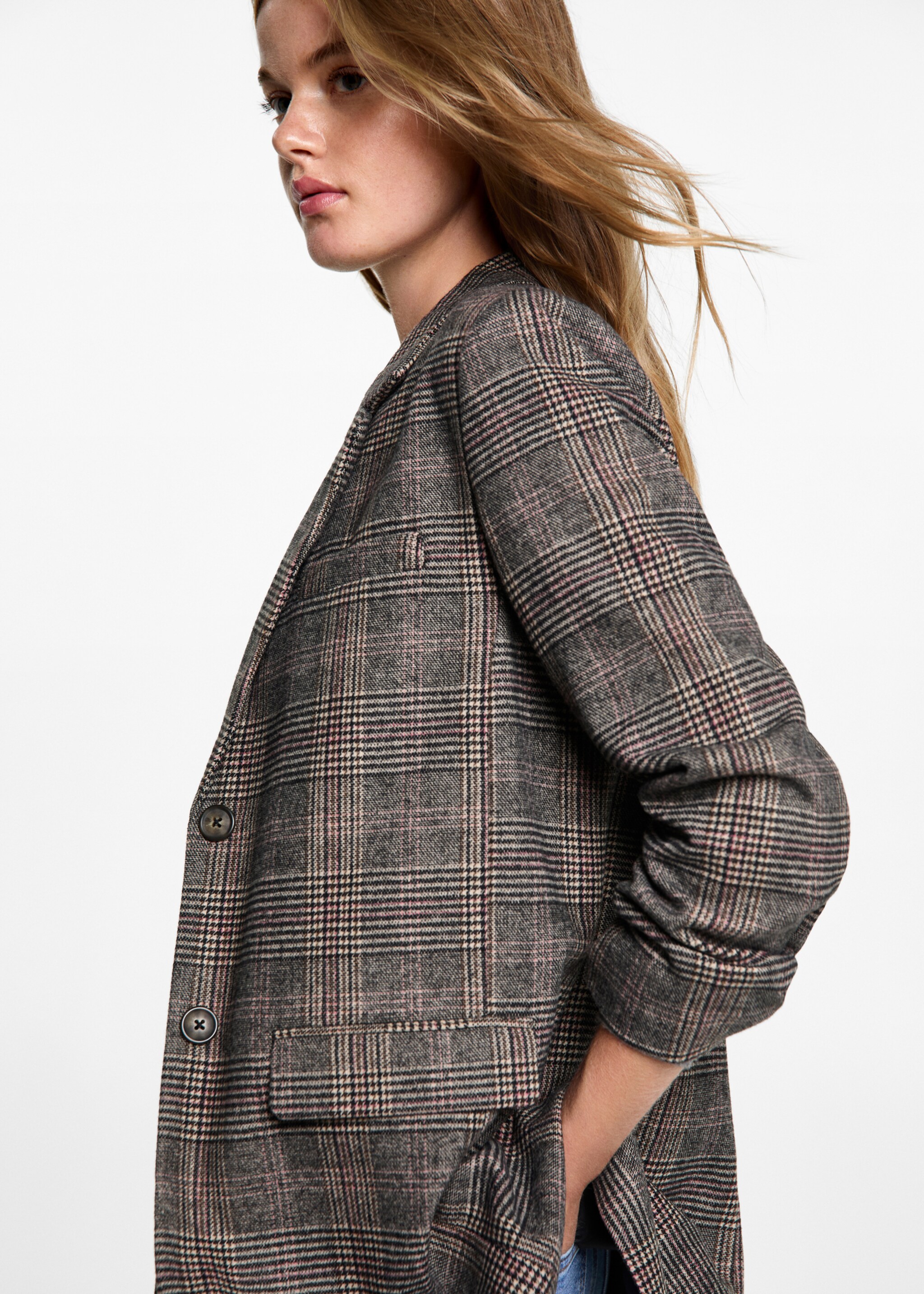 Checked wool-blend coat - Details of the article 1