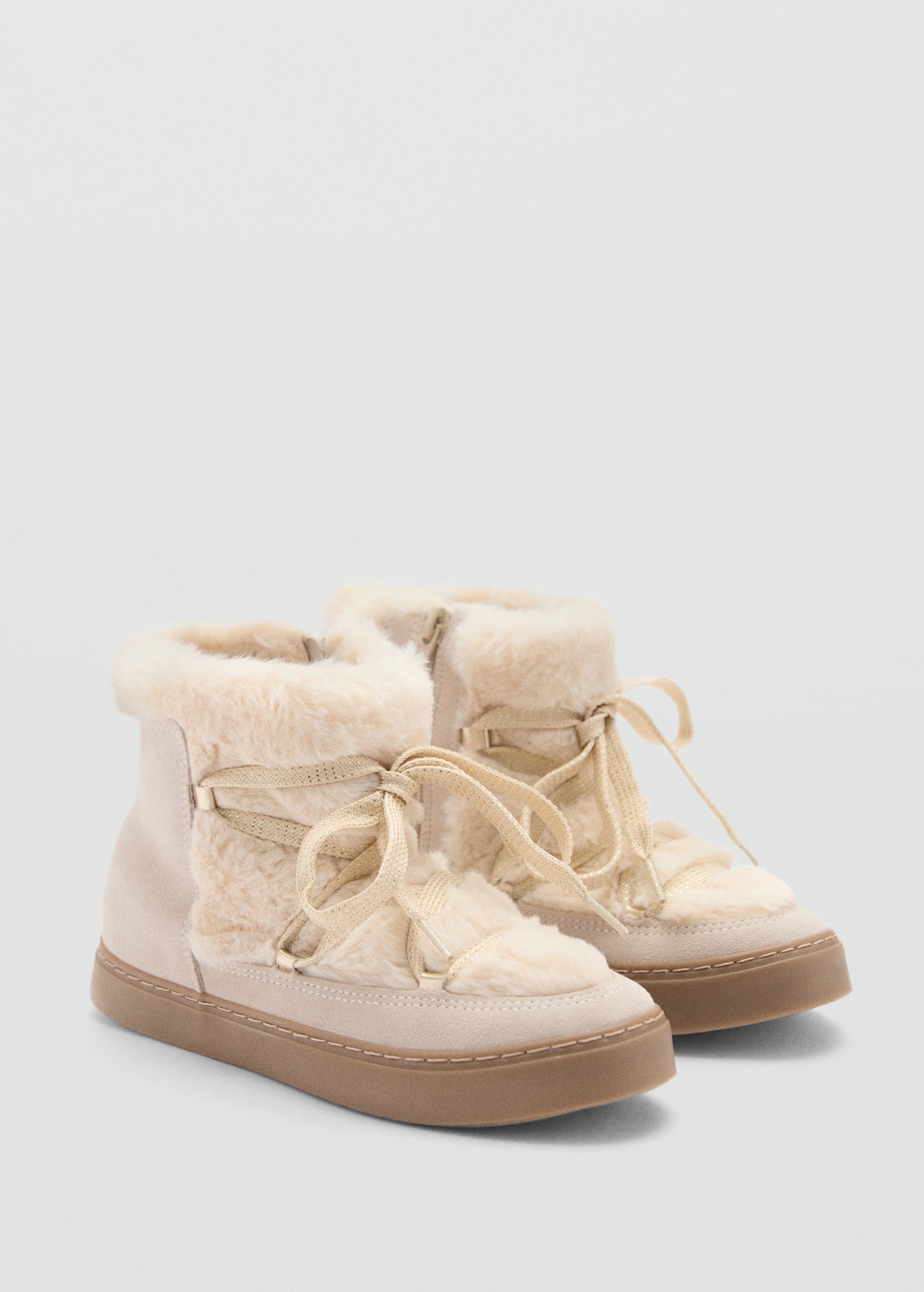 Bottines en cuir et imitation fourrure - Plan moyen