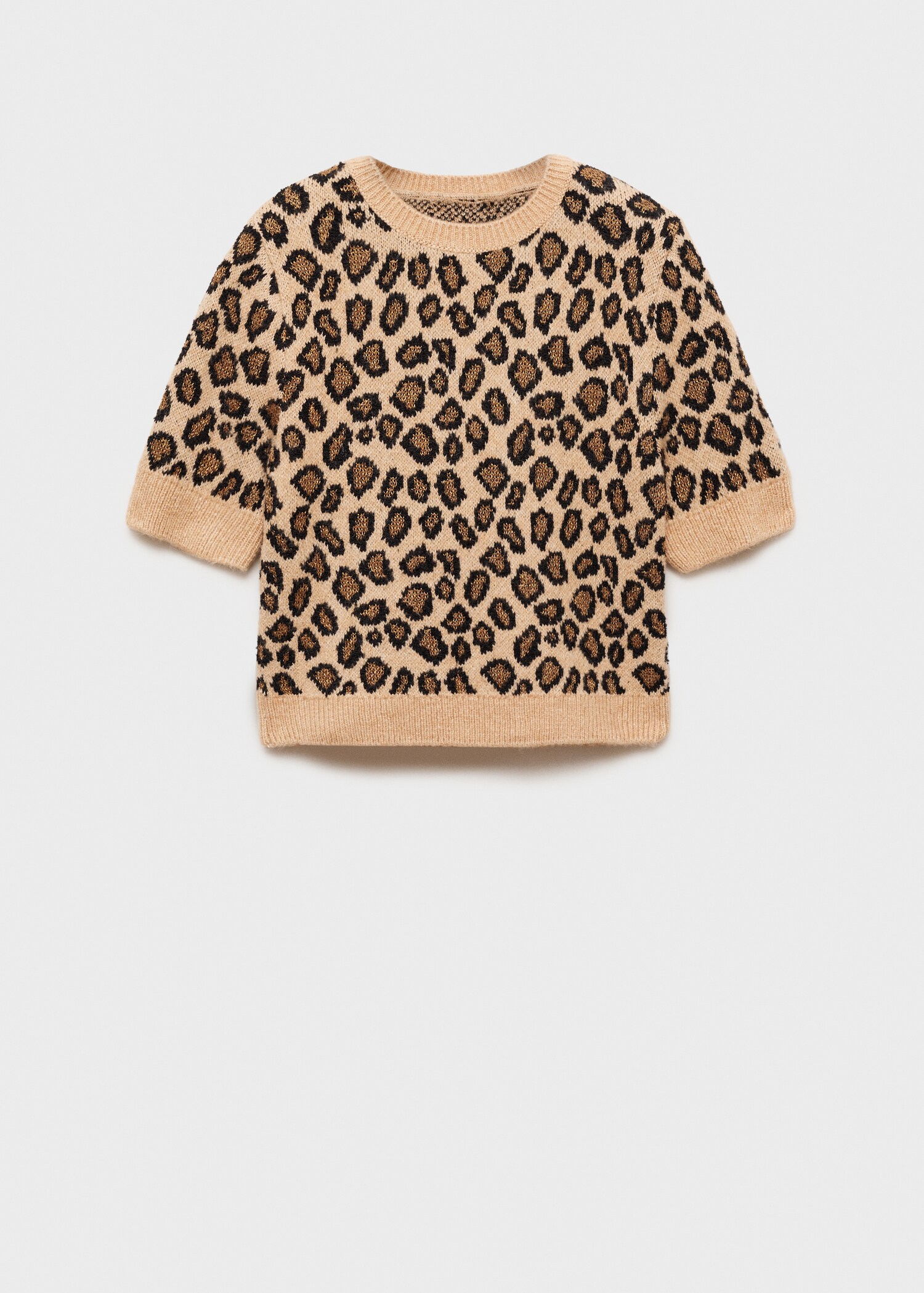 Short-sleeved leopard-print sweater - Article without model