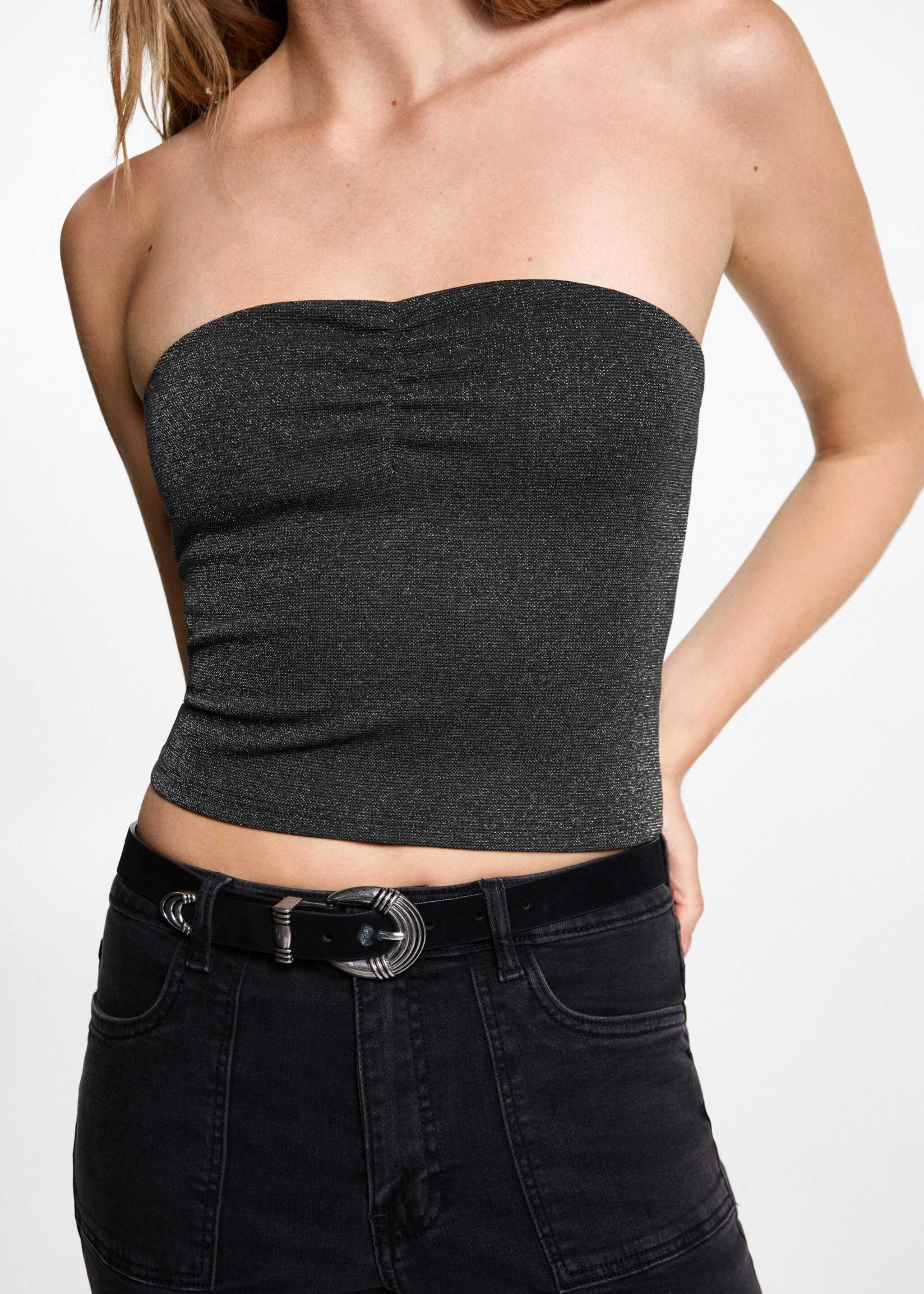 Crop top Lurex - Détail de l'article 6, Noir. Ref: 77016765-00.