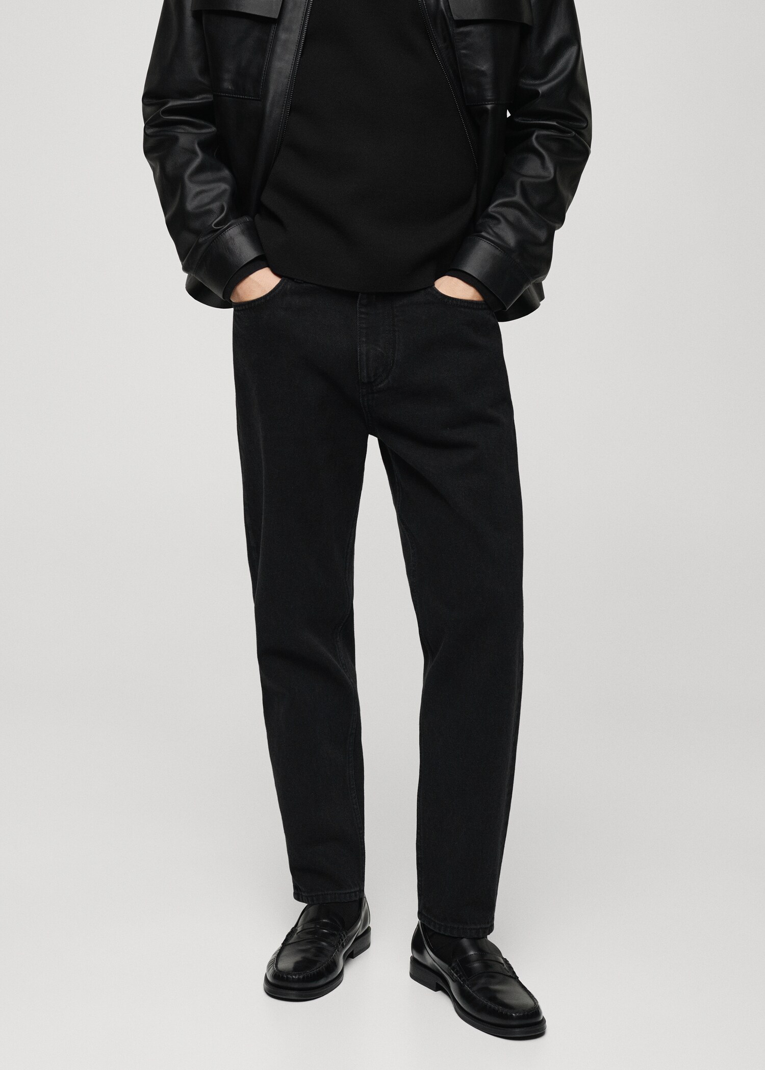 Zwarte tapered-fit jeans - Middenvlak
