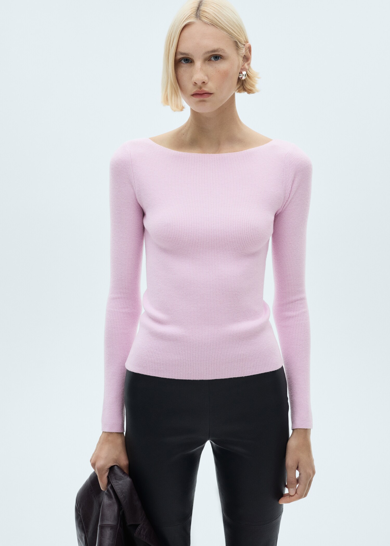 Boat-neck knitted sweater - Medium plane