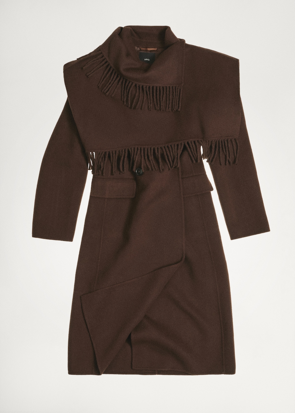 Wool coat with fringed scarf - Women | MANGO USA
