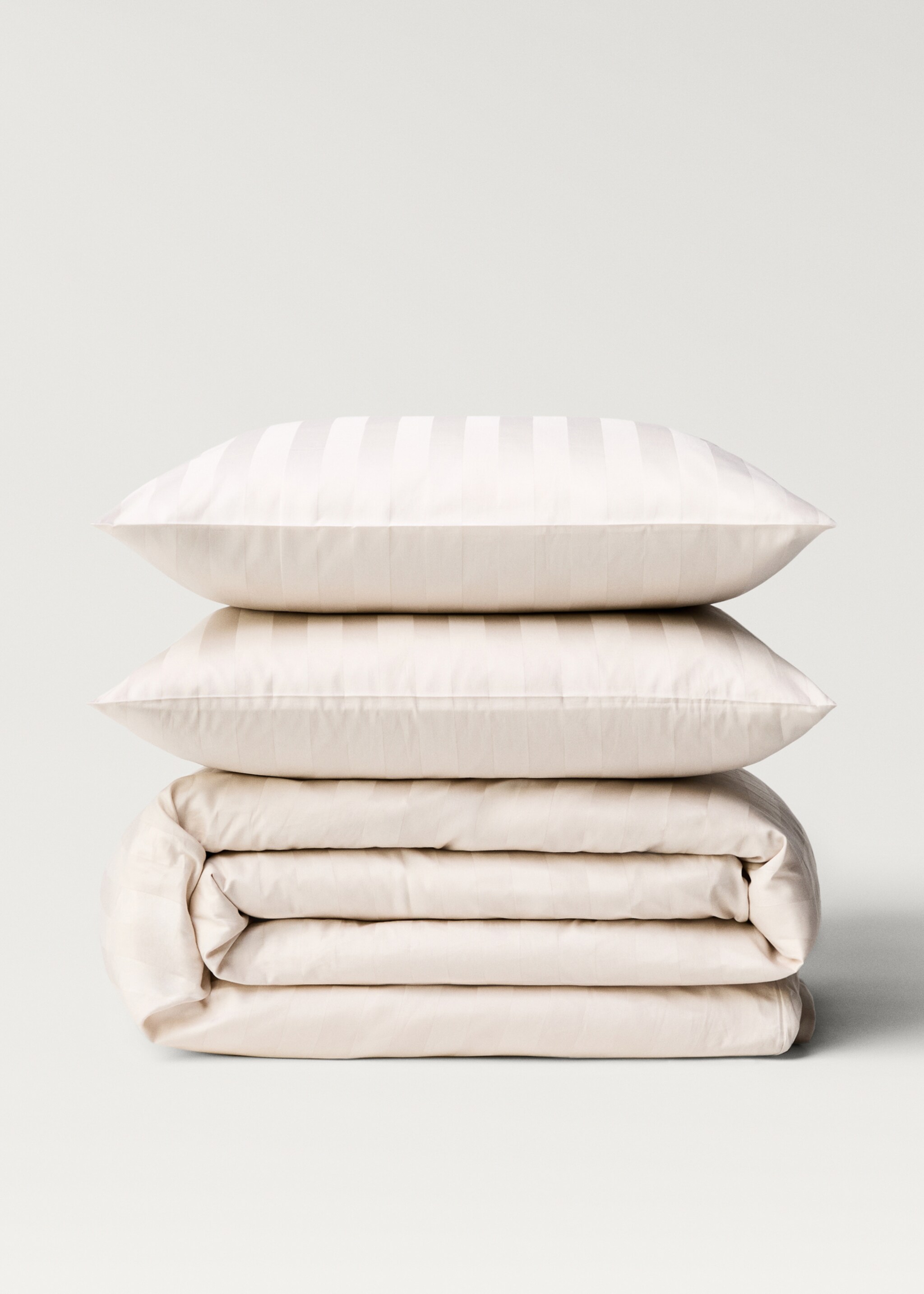 Gestreept jacquard satijnkatoenen dekbedovertrek, bed 180/200 cm - Artikel zonder model