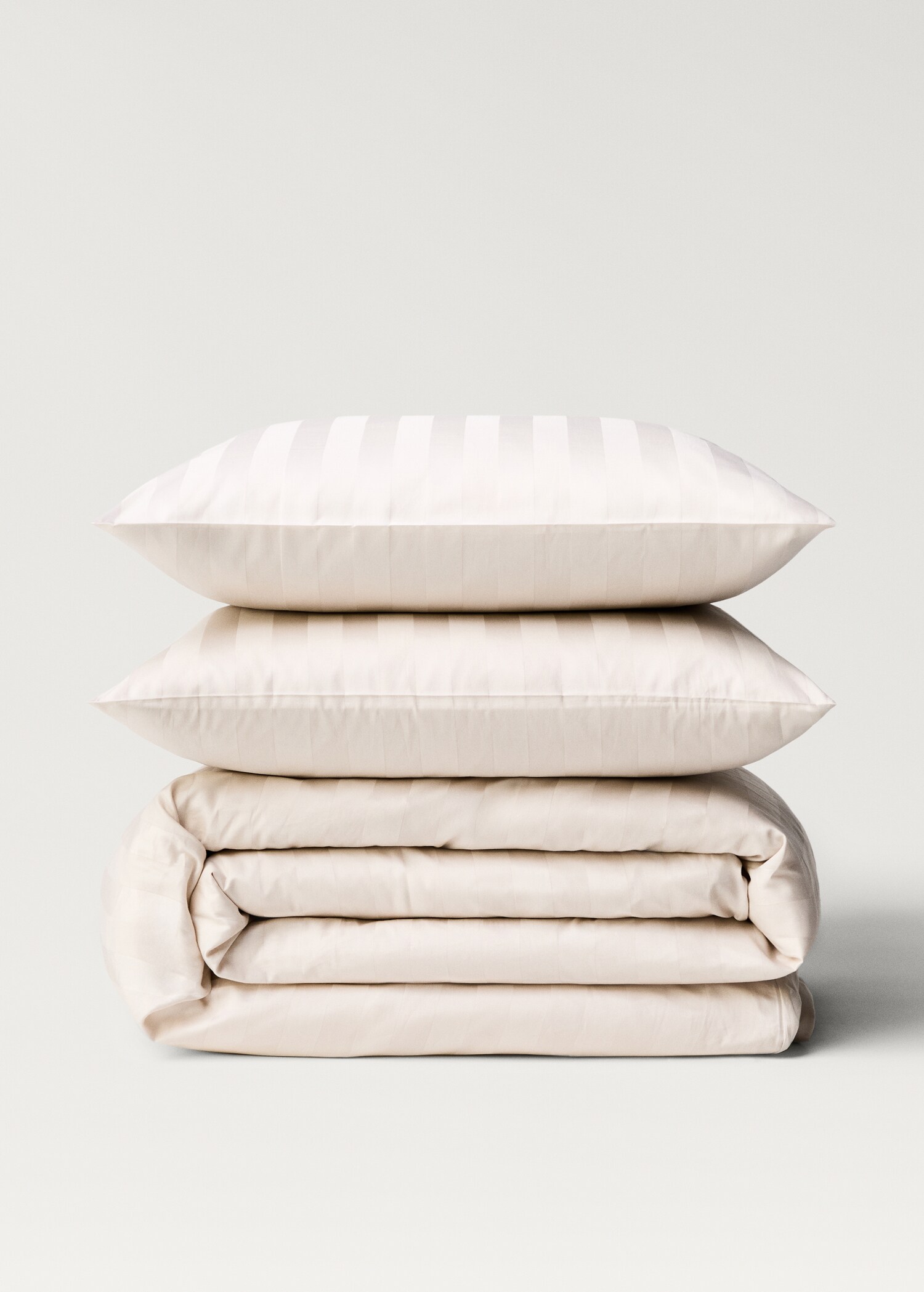 Gestreept jacquard satijnkatoenen dekbedovertrek, bed 180/200 cm - Artikel zonder model