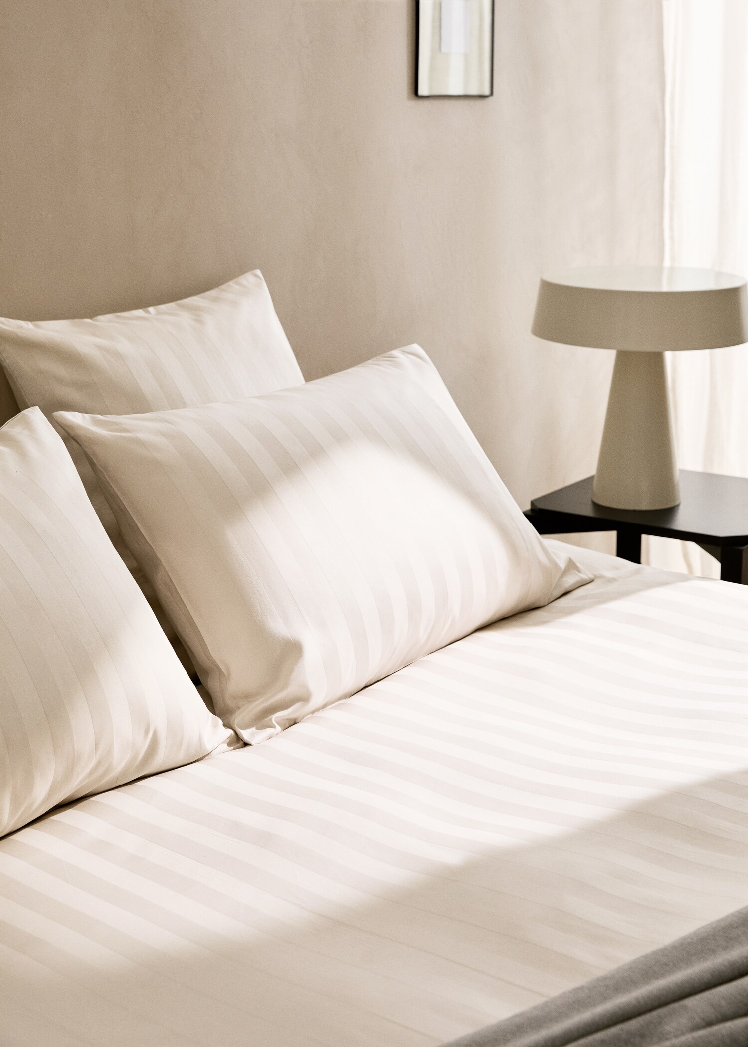 Gestreept jacquard satijnkatoenen dekbedovertrek, bed 180/200 cm - Detail van het artikel 7