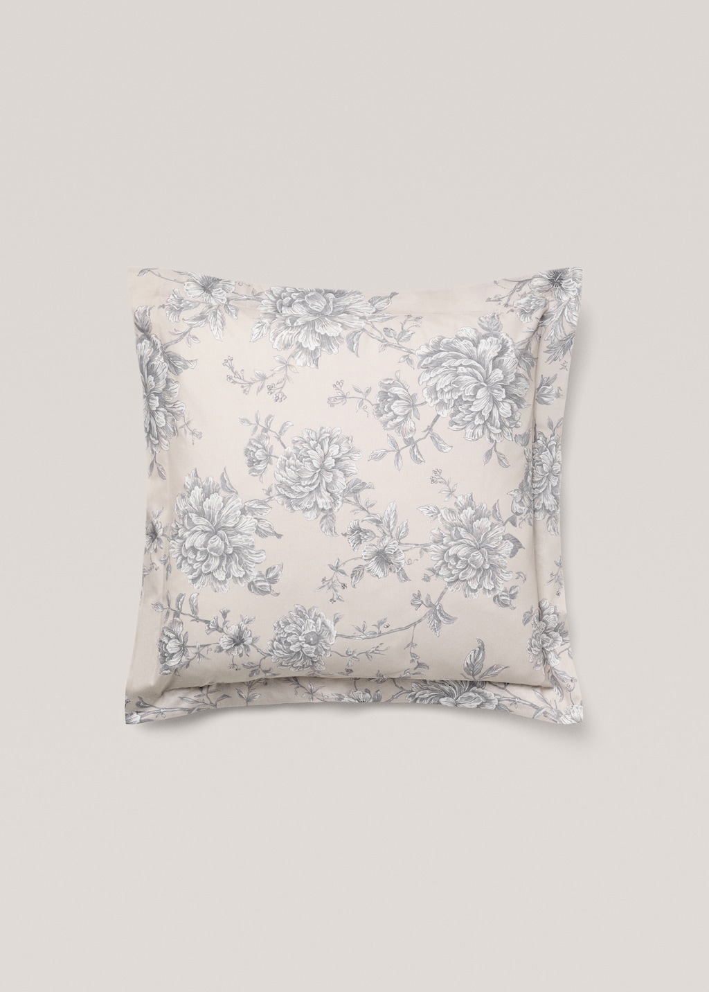 Percale cotton floral print pillowcase 60x60cm Home MANGO United Kingdom
