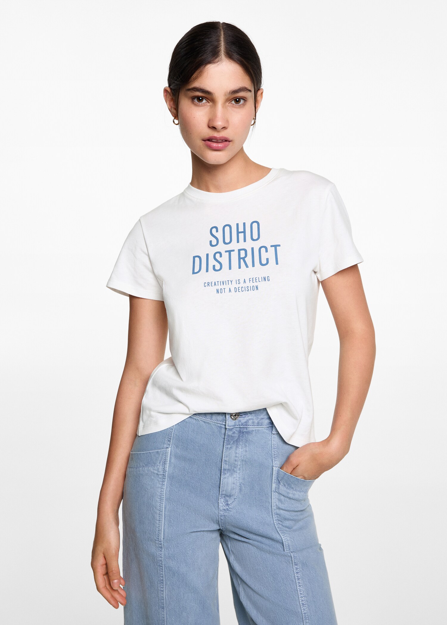 Printed cotton-blend T-shirt - Medium plane