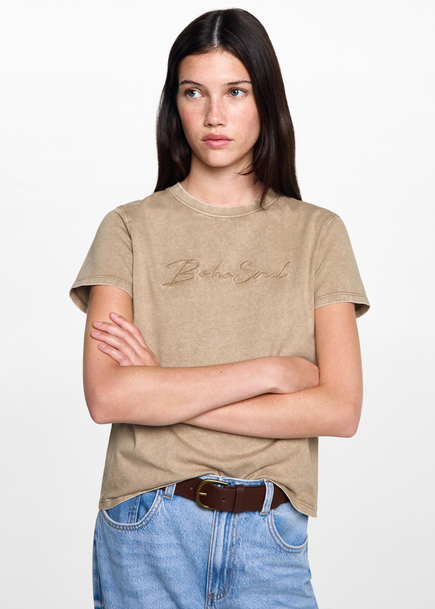 T-shirt coton effet délavé - Plan moyen
