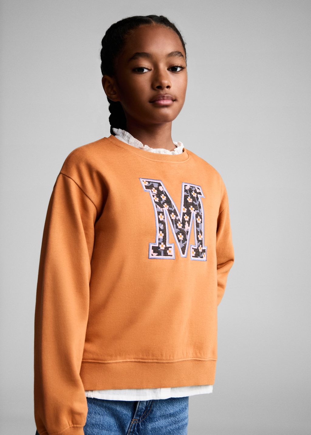 Embroidered detail cotton sweatshirt Kids MANGO United Kingdom