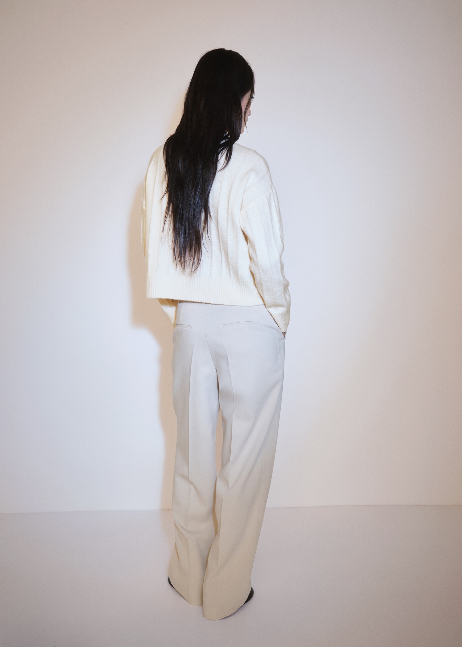 Knitted sweater with perkins neck - Reverse of the article