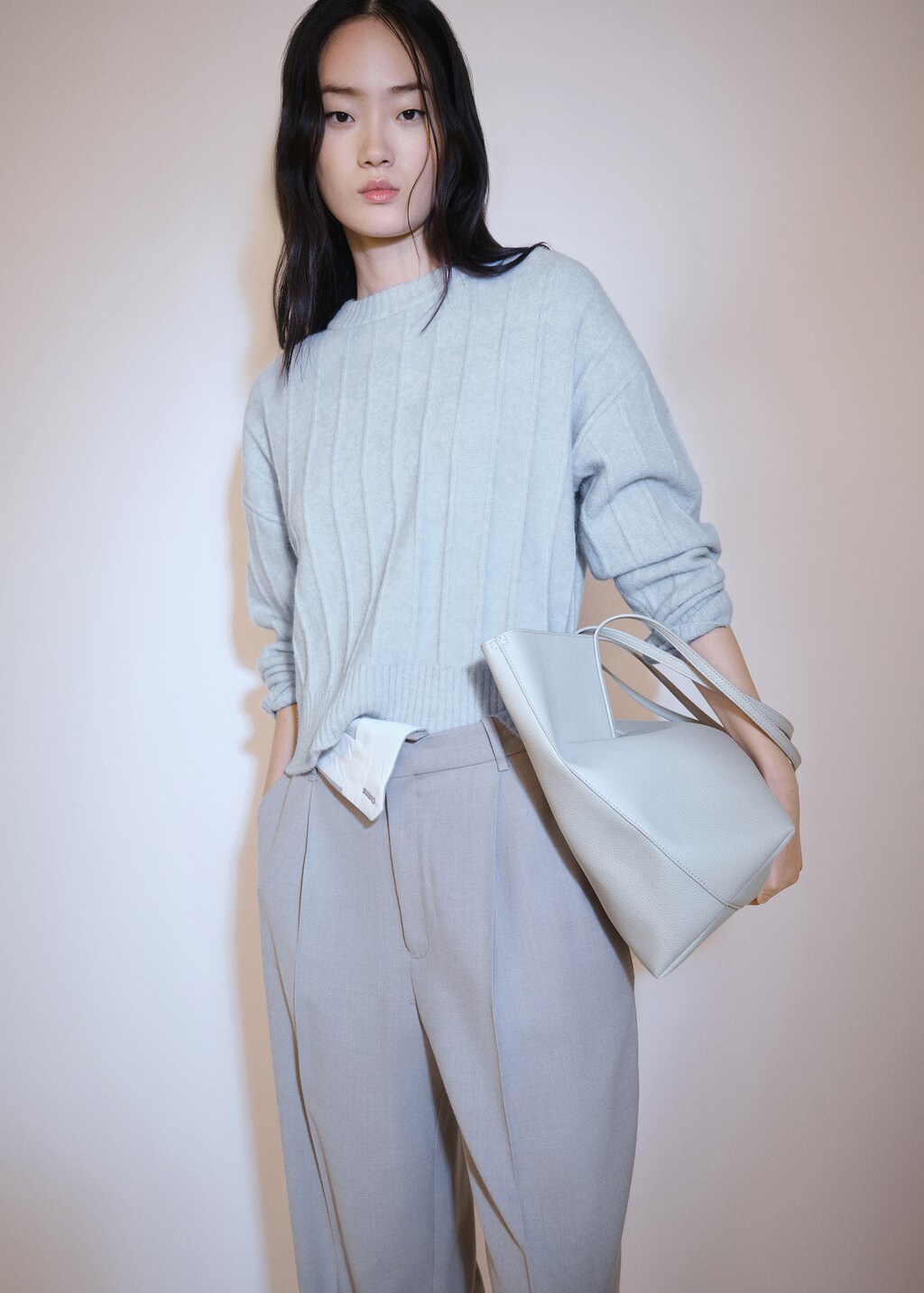 Pull over maille col montant
