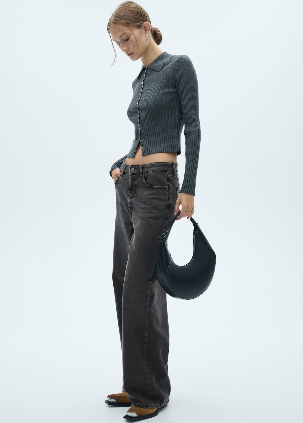 Low rise loose fit wideleg jeans Women MANGO Azerbaijan