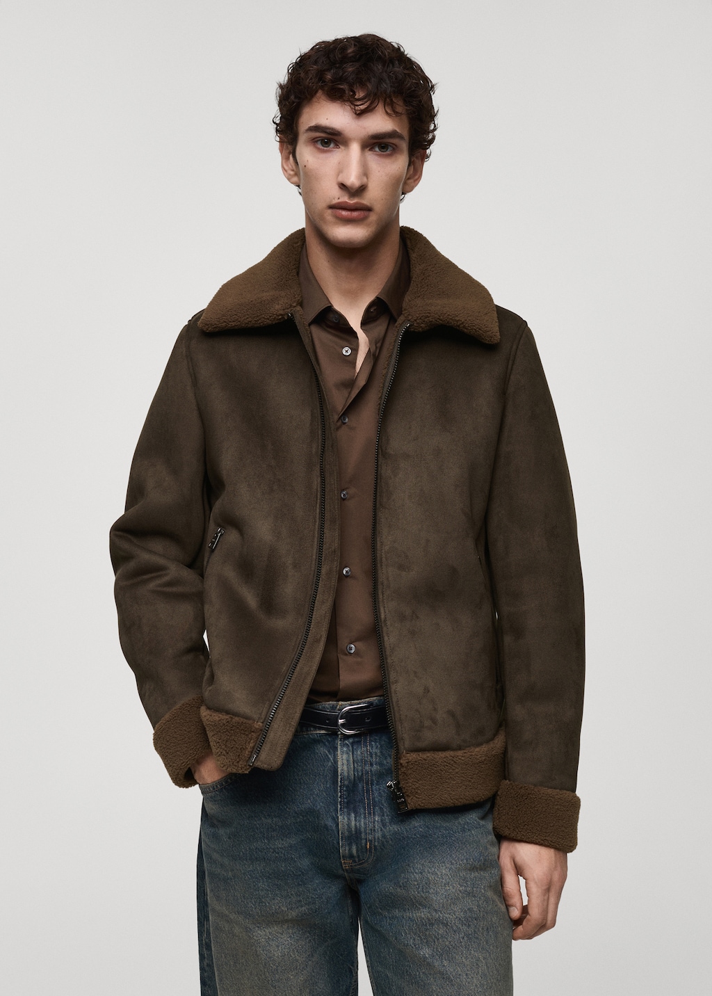 Jacket with shearling-effect lining