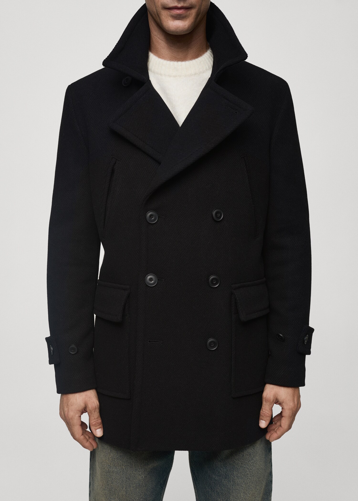 Recycled wool double-breasted coat - Details of the article 6