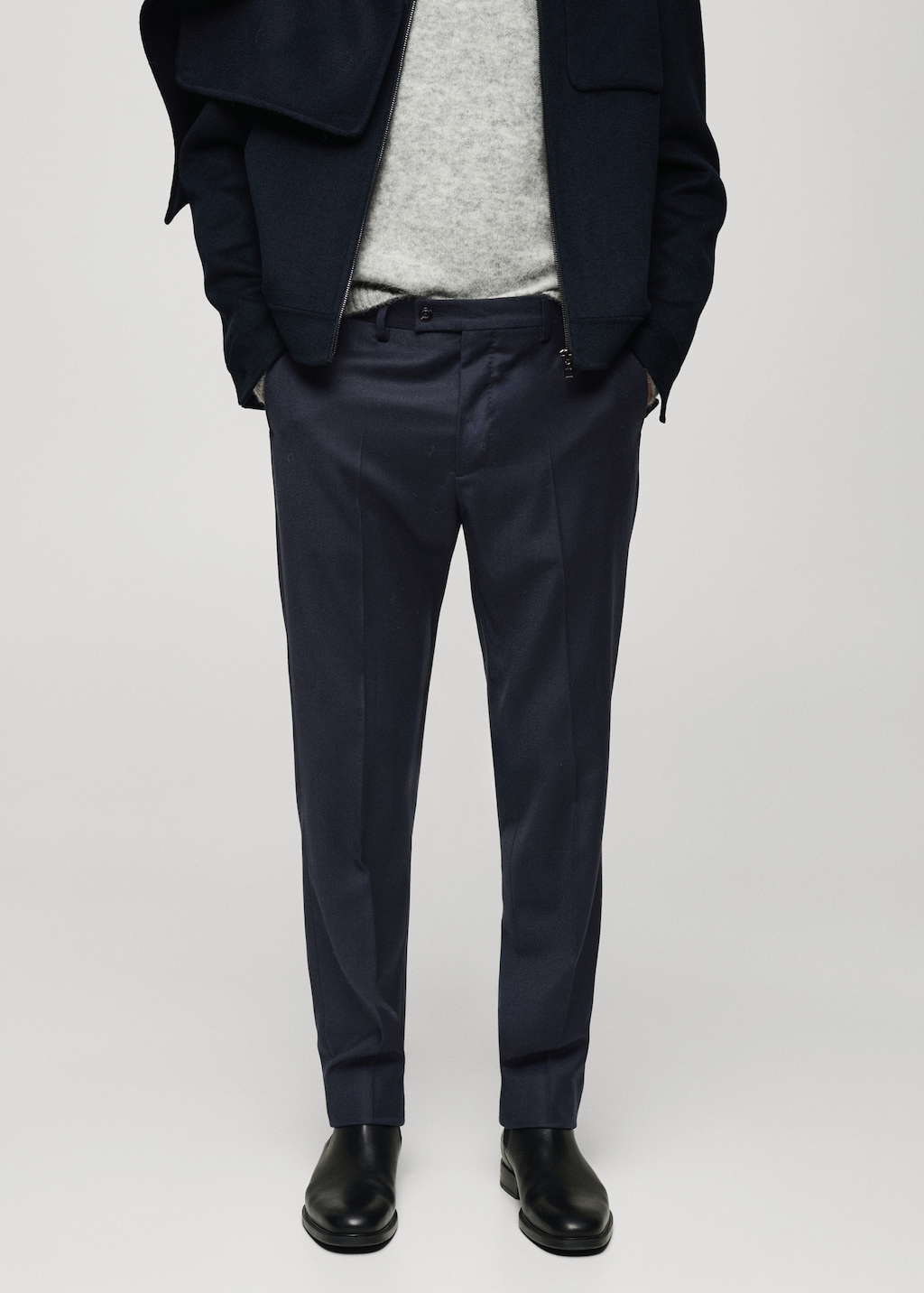 100 Italian Virgin Wool Flannel Suit Trousers Men MANGO India stretch-fabric-suit-pants-men-mango-malawi