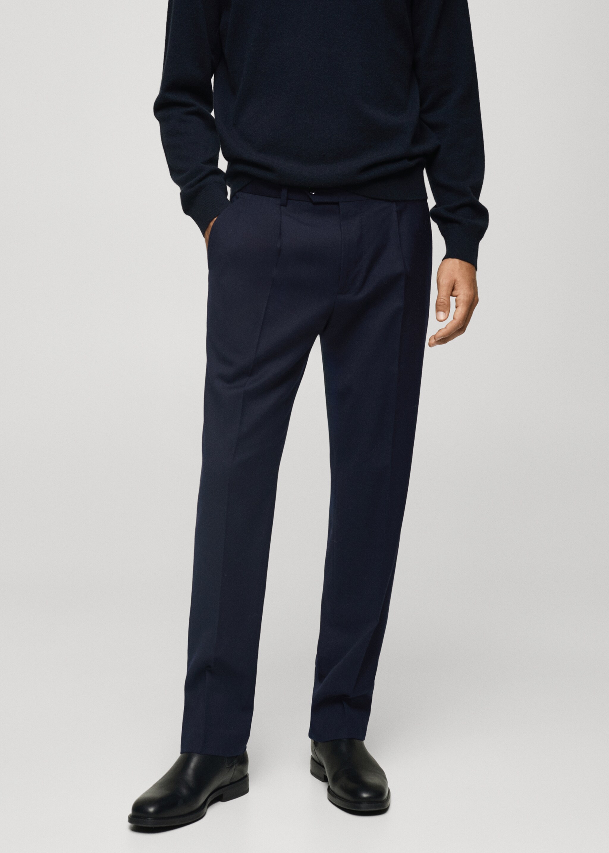 100% virgin wool flannel suit trousers - Medium plane