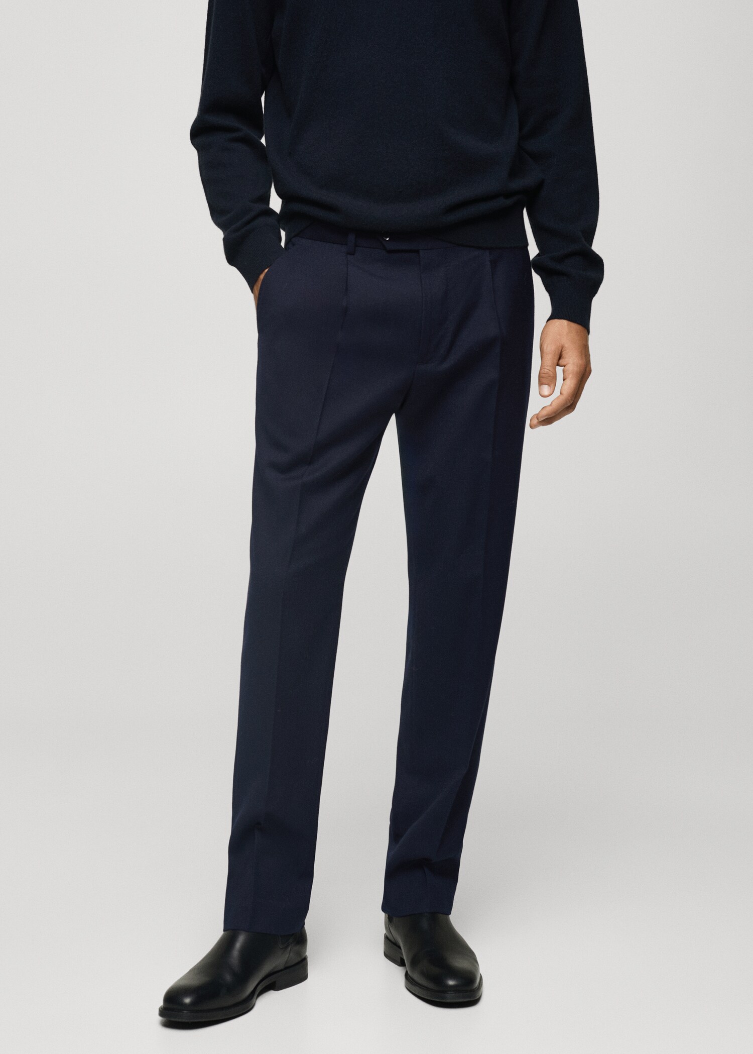 100% virgin wool flannel suit trousers - Medium plane