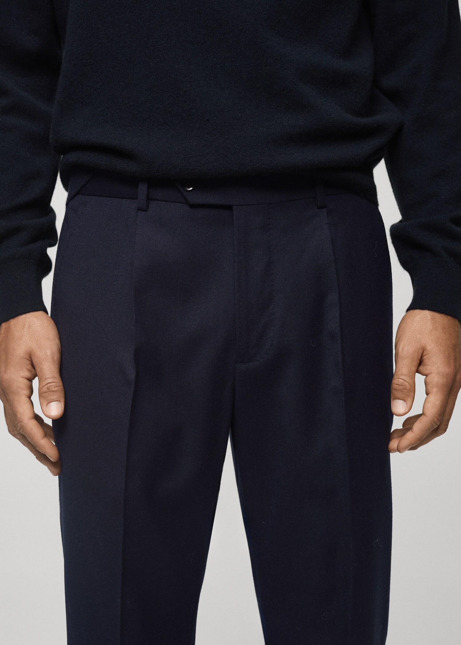 100% virgin wool flannel suit trousers - Details of the article 1