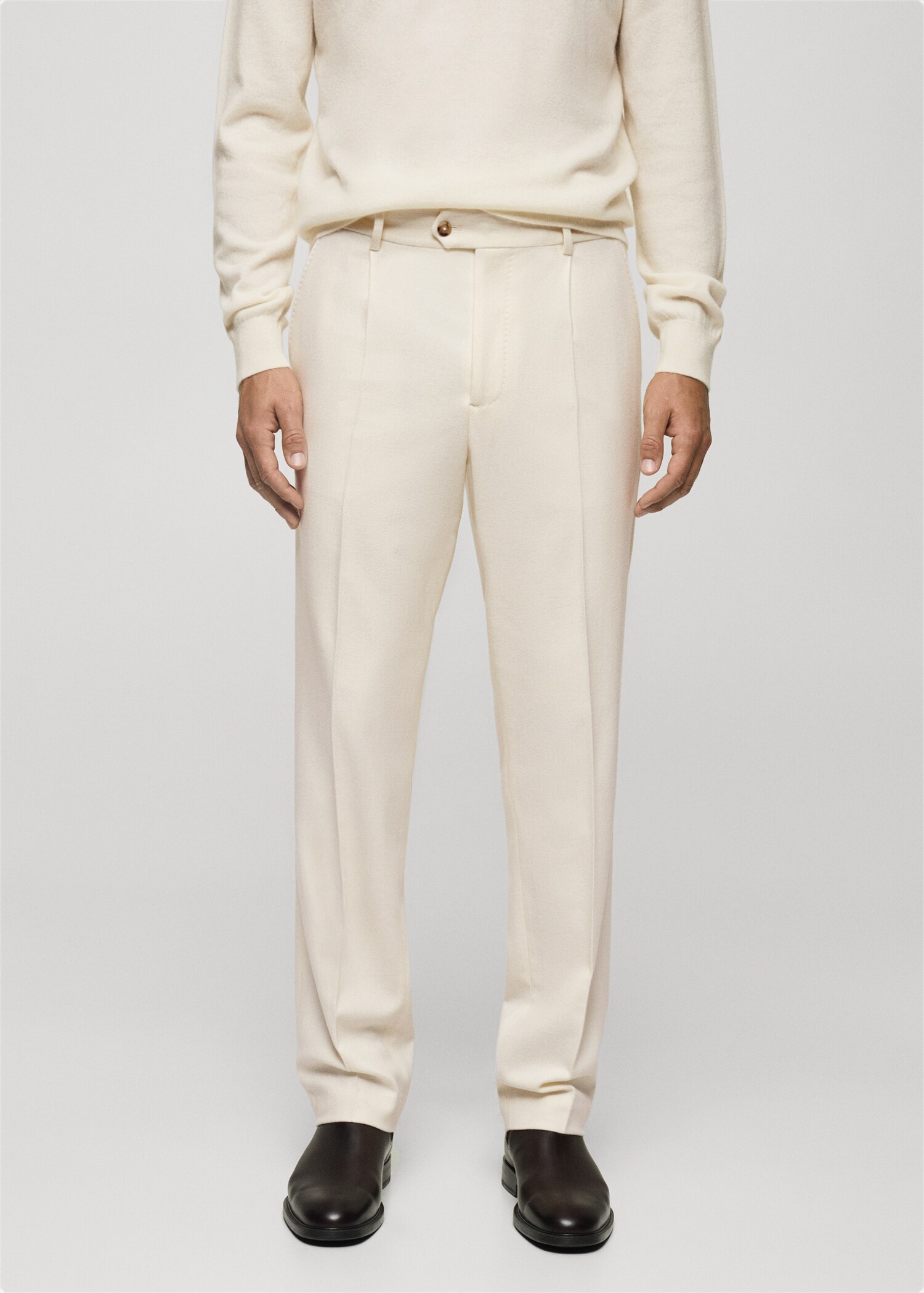 Italian wool flannel suit trousers - Medium plane