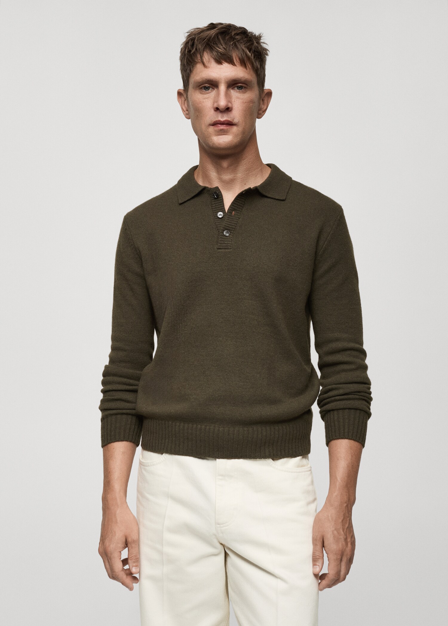 Pull-over laine col polo - Plan moyen