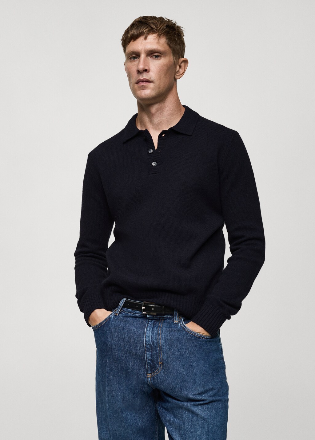 VogeLuxe | Men’s Ribbed Polo Collar Knit Sweater