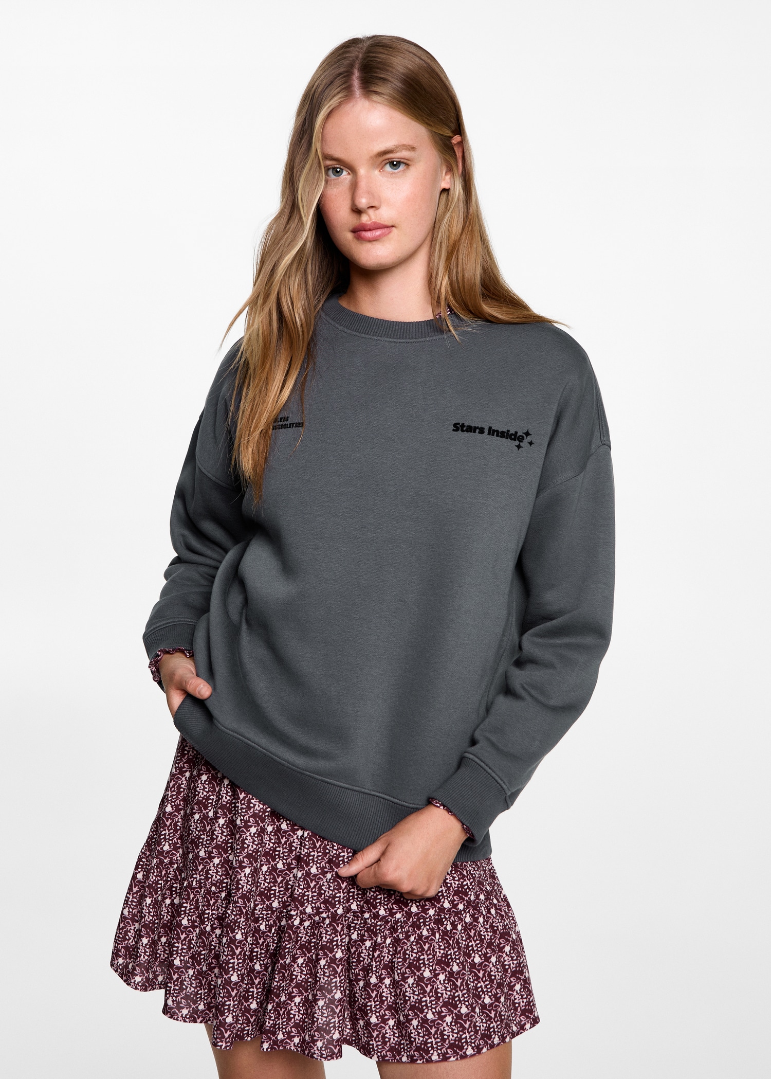 Sweat-shirt coton imprimé - Plan moyen
