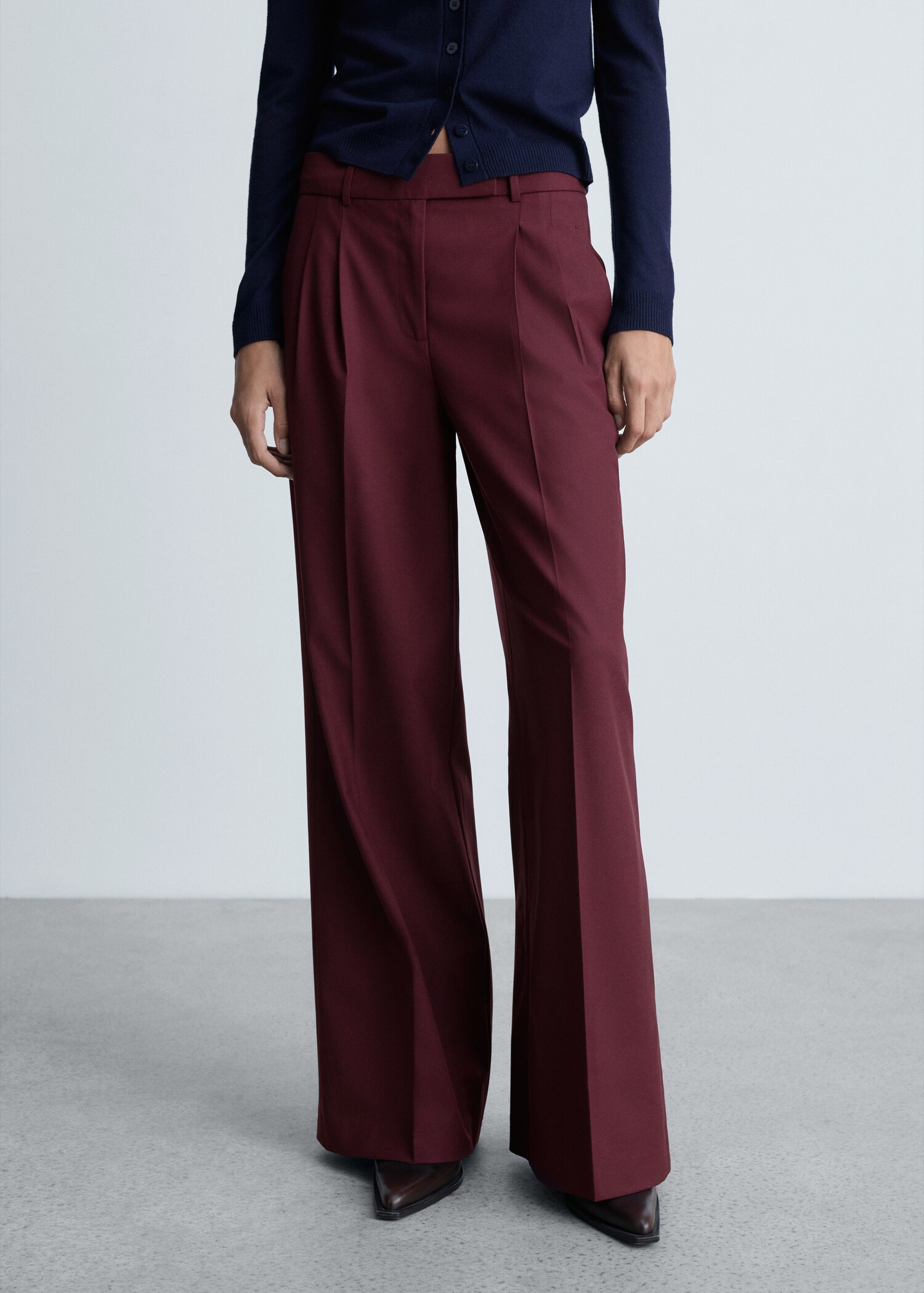 Wideleg pleated wool trousers - Medium plane