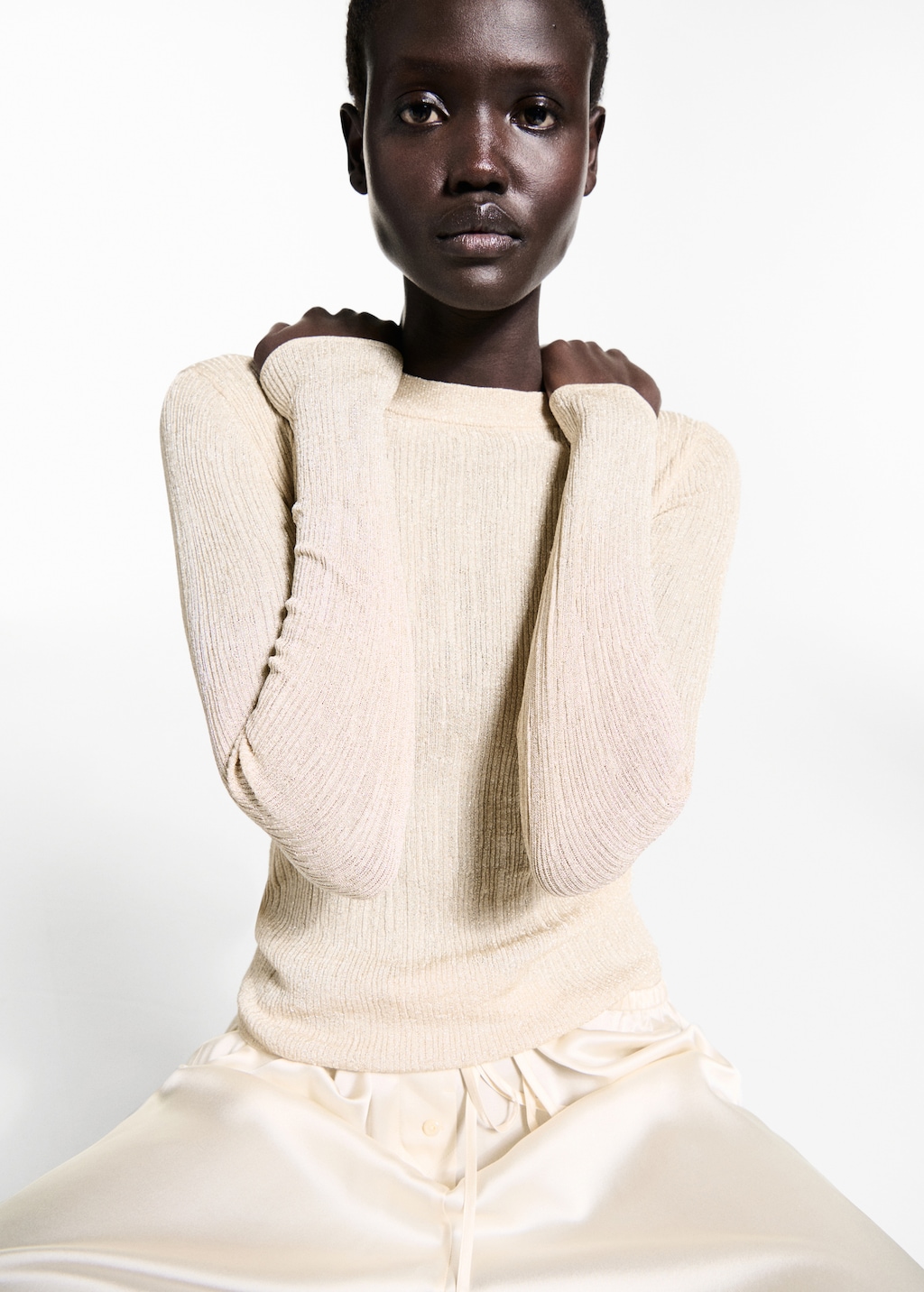 Mango Crewneck lurex sweater