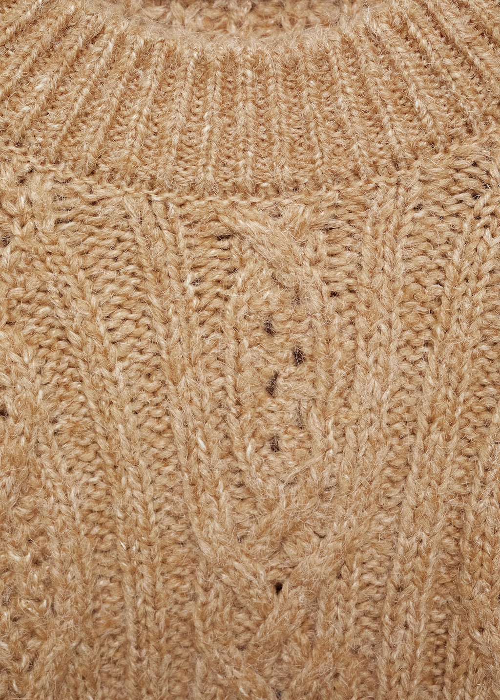 MANGO Thick knit round neck sweater medium brown S Woman