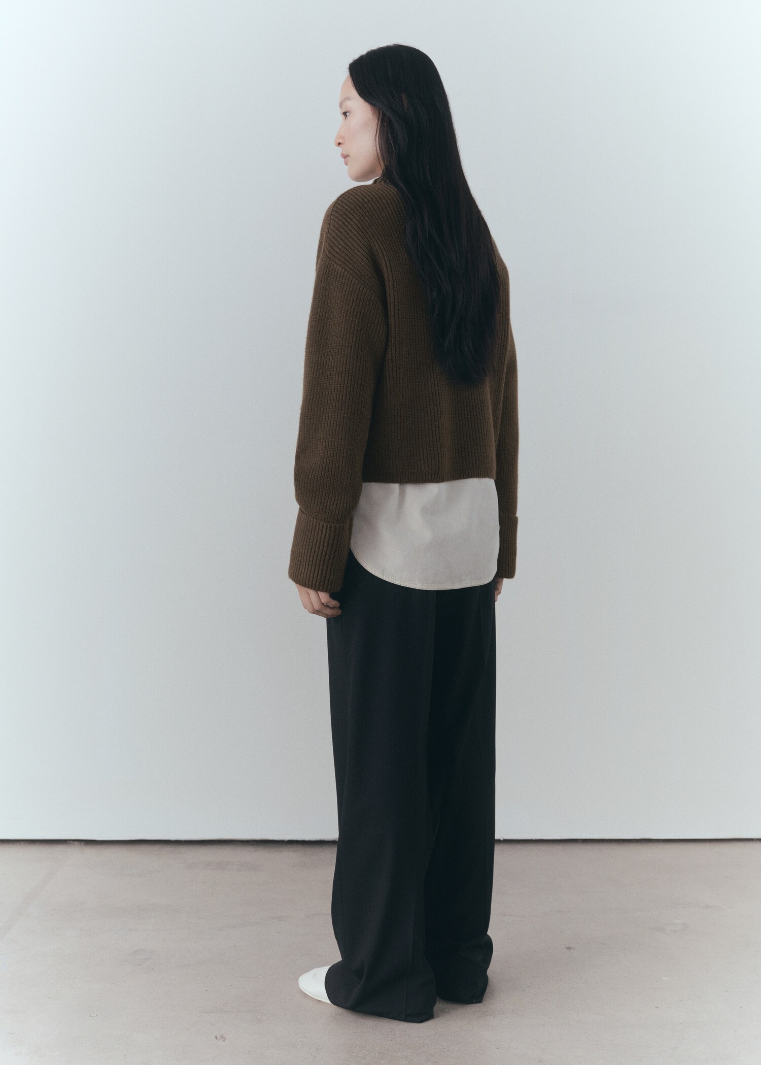 Ribbed sweater with perkins neck - Reverse of the article