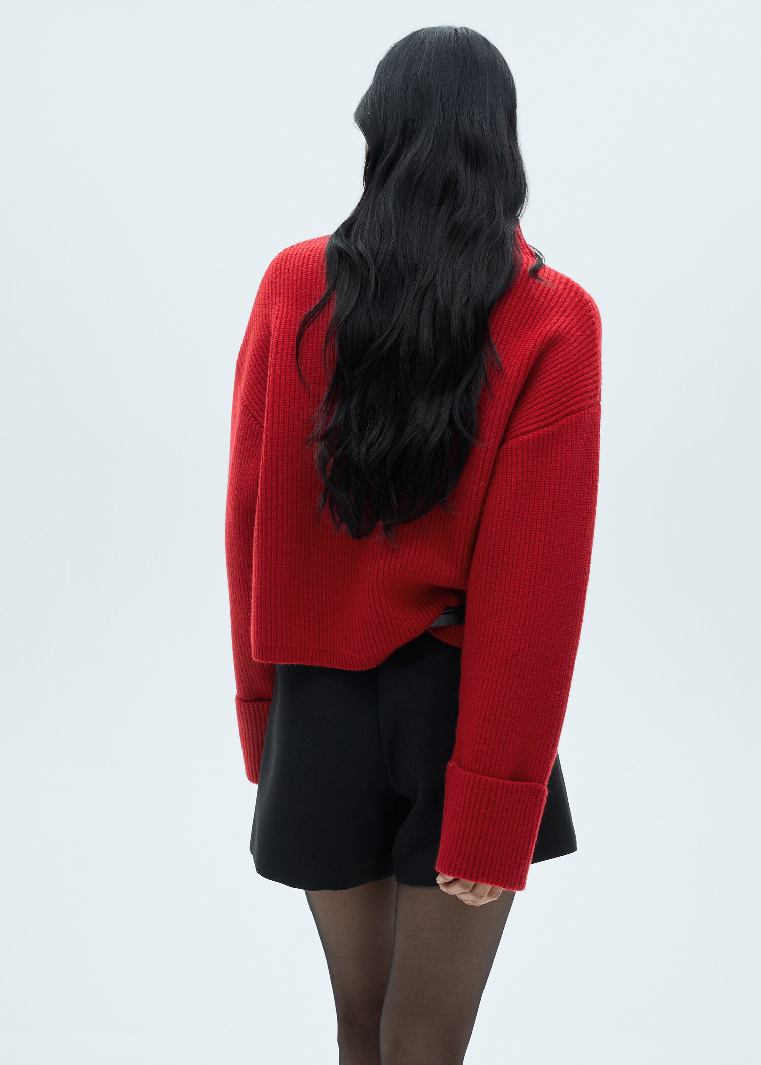 Ribbed sweater with perkins neck - Reverse of the article