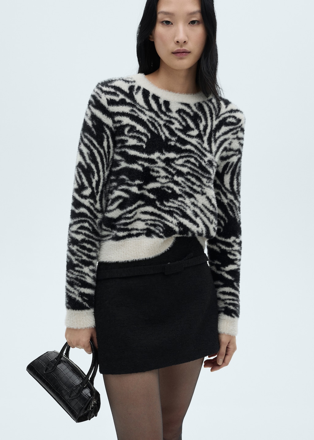 Pull over zebre col rond Femme MANGO Rwanda