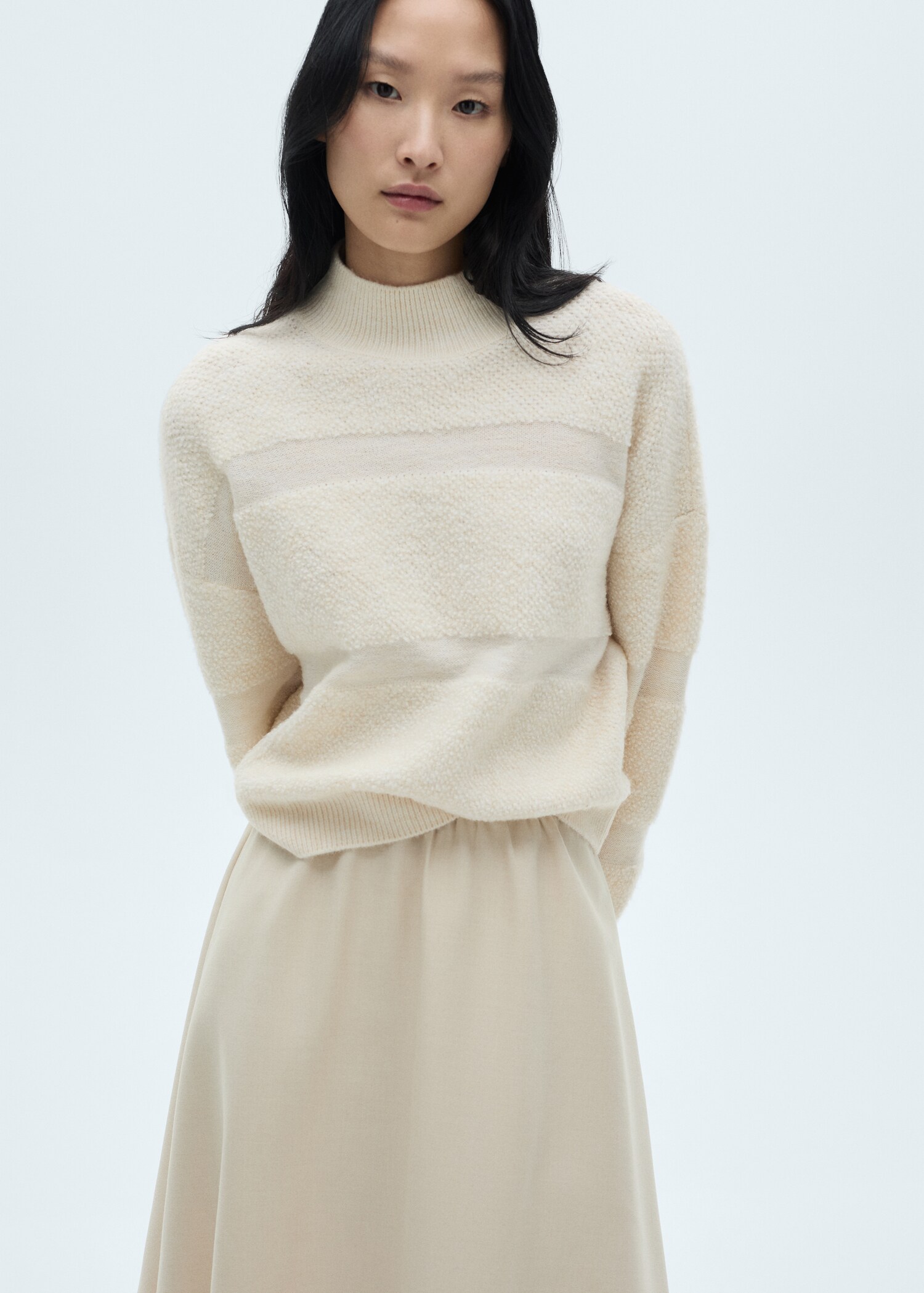 Perkins-neck panelled sweater - Medium plane