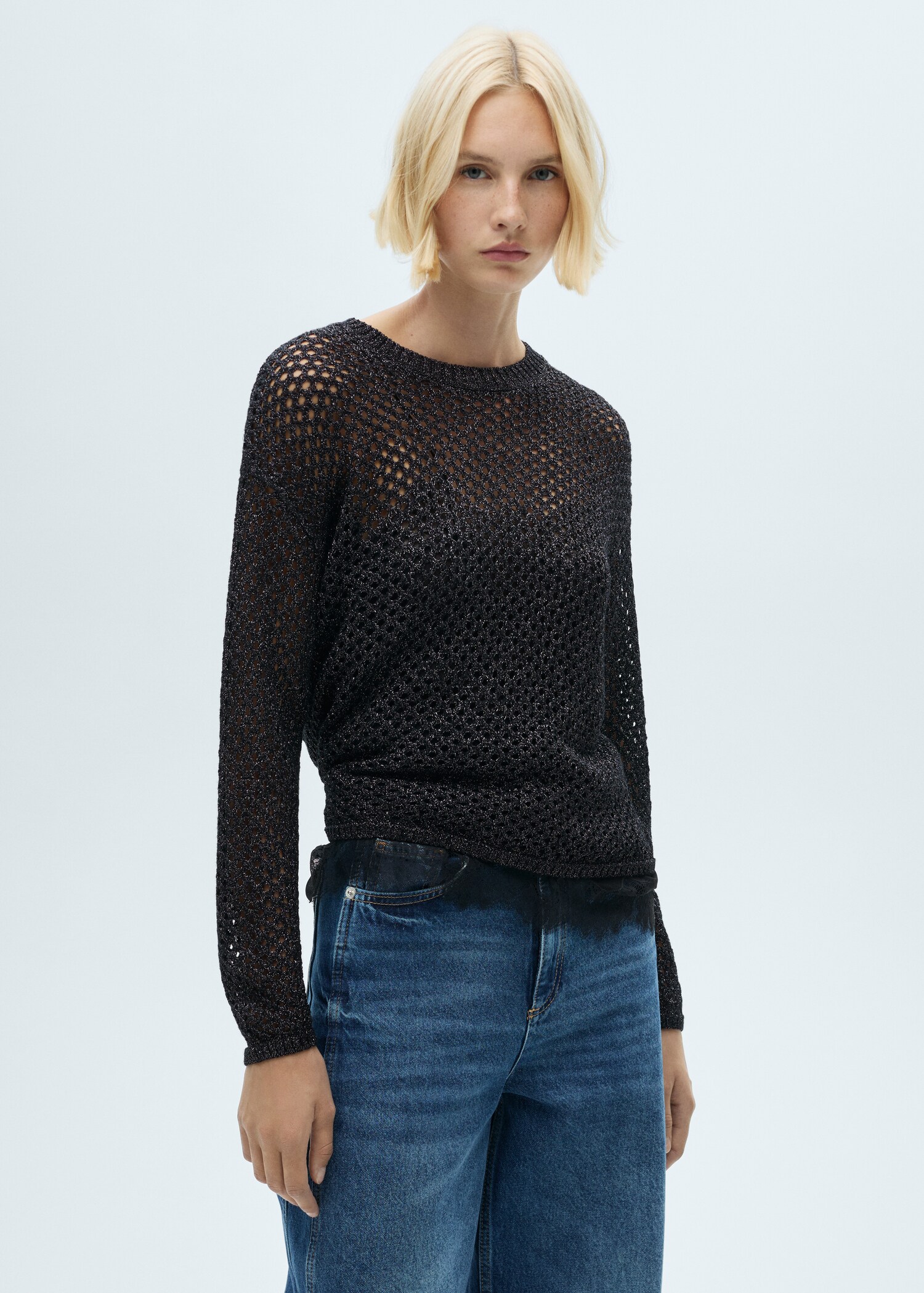 Lurex openwork knitted sweater - Medium plane