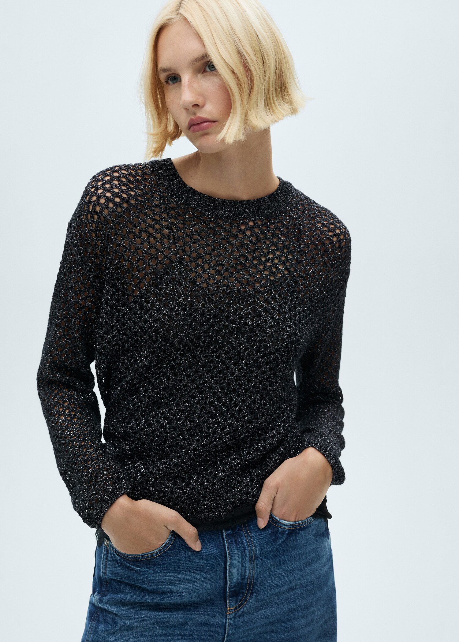 Lurex openwork knitted sweater - Details of the article 2