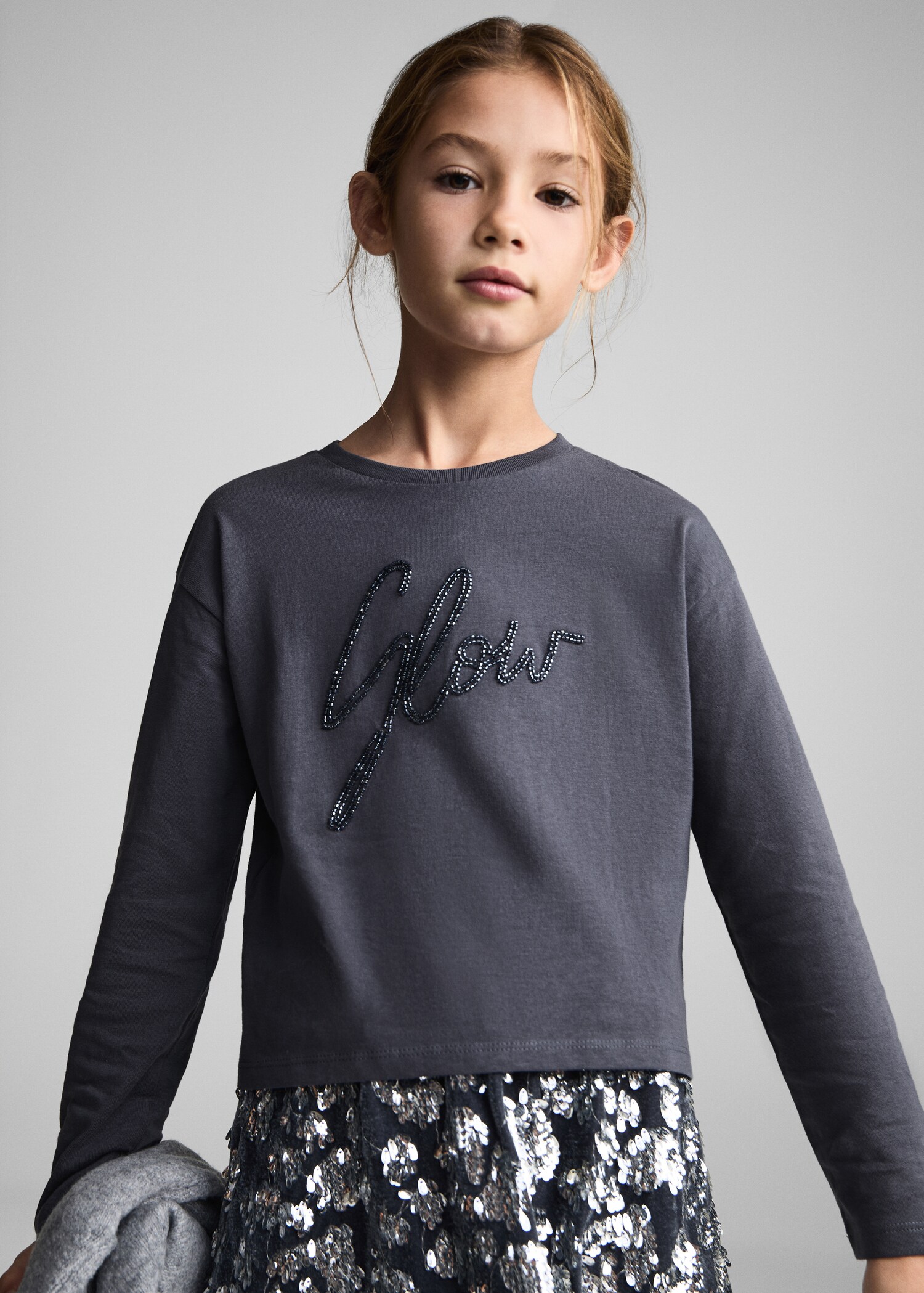 Beaded cotton T-shirt - Medium plane