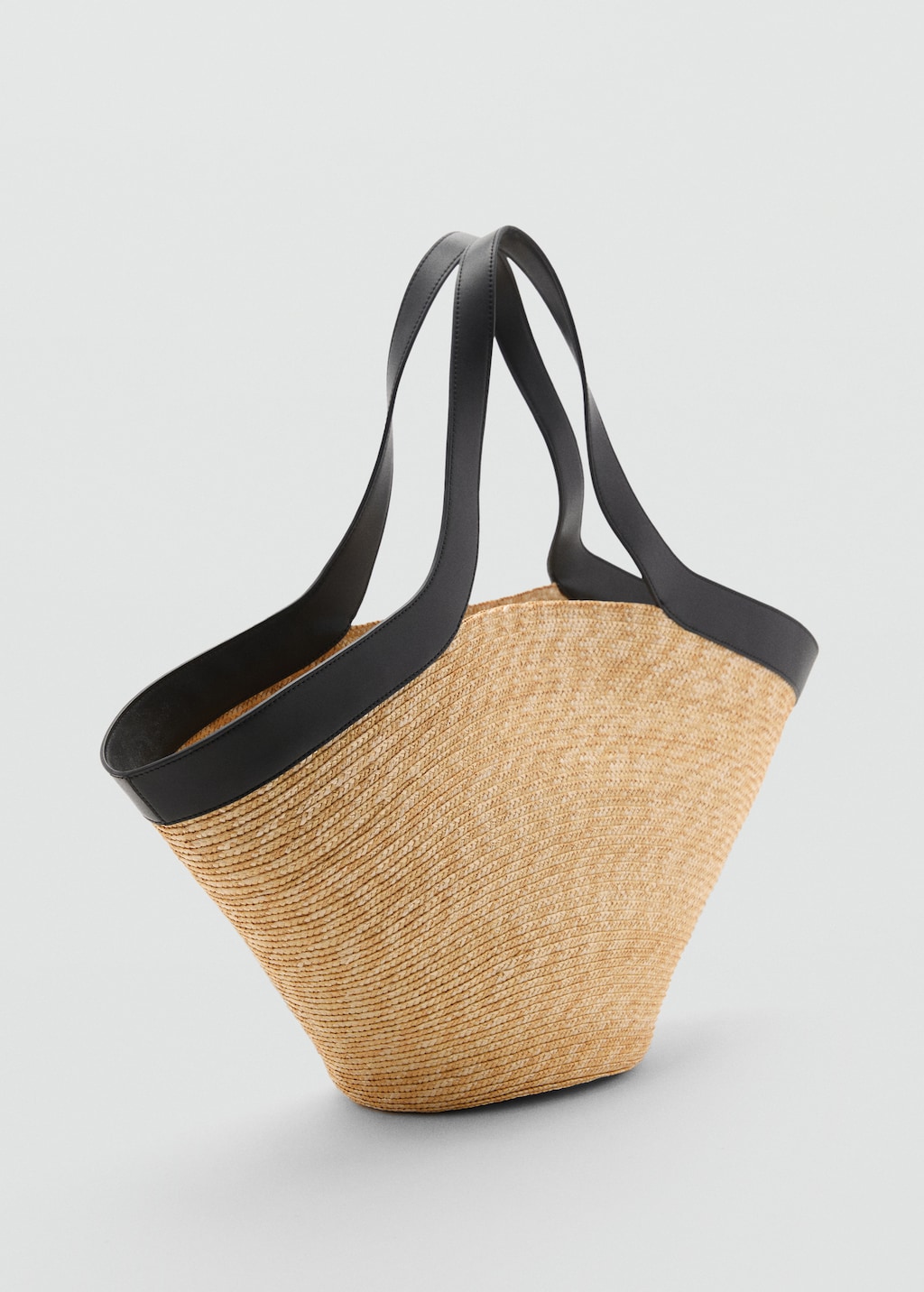 MANGO Natural fibre basket bag Black One size Woman