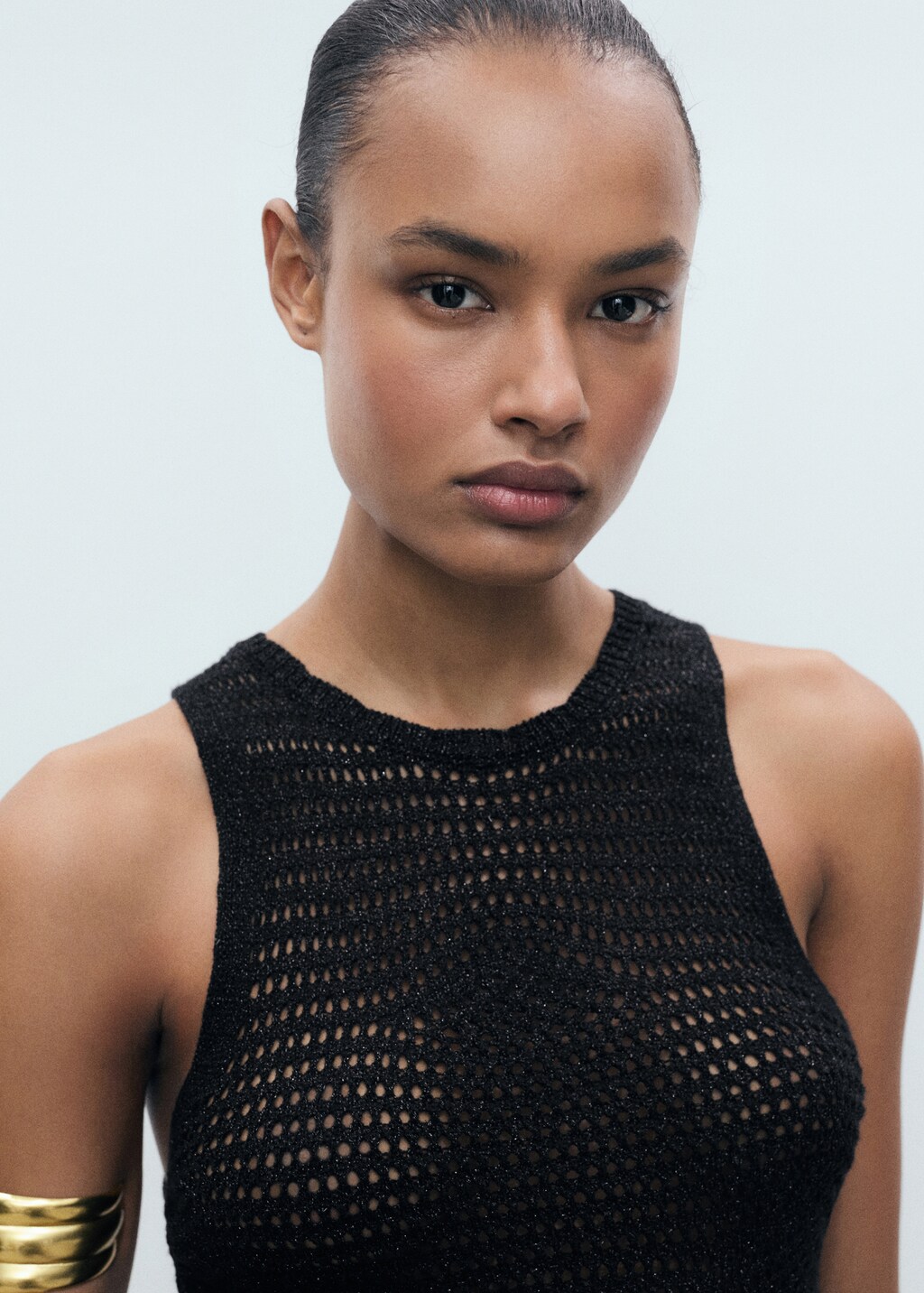 Knitted lurex top with lace design - image 5
