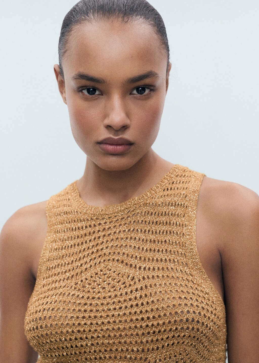Mango Openwork knitted lurex top