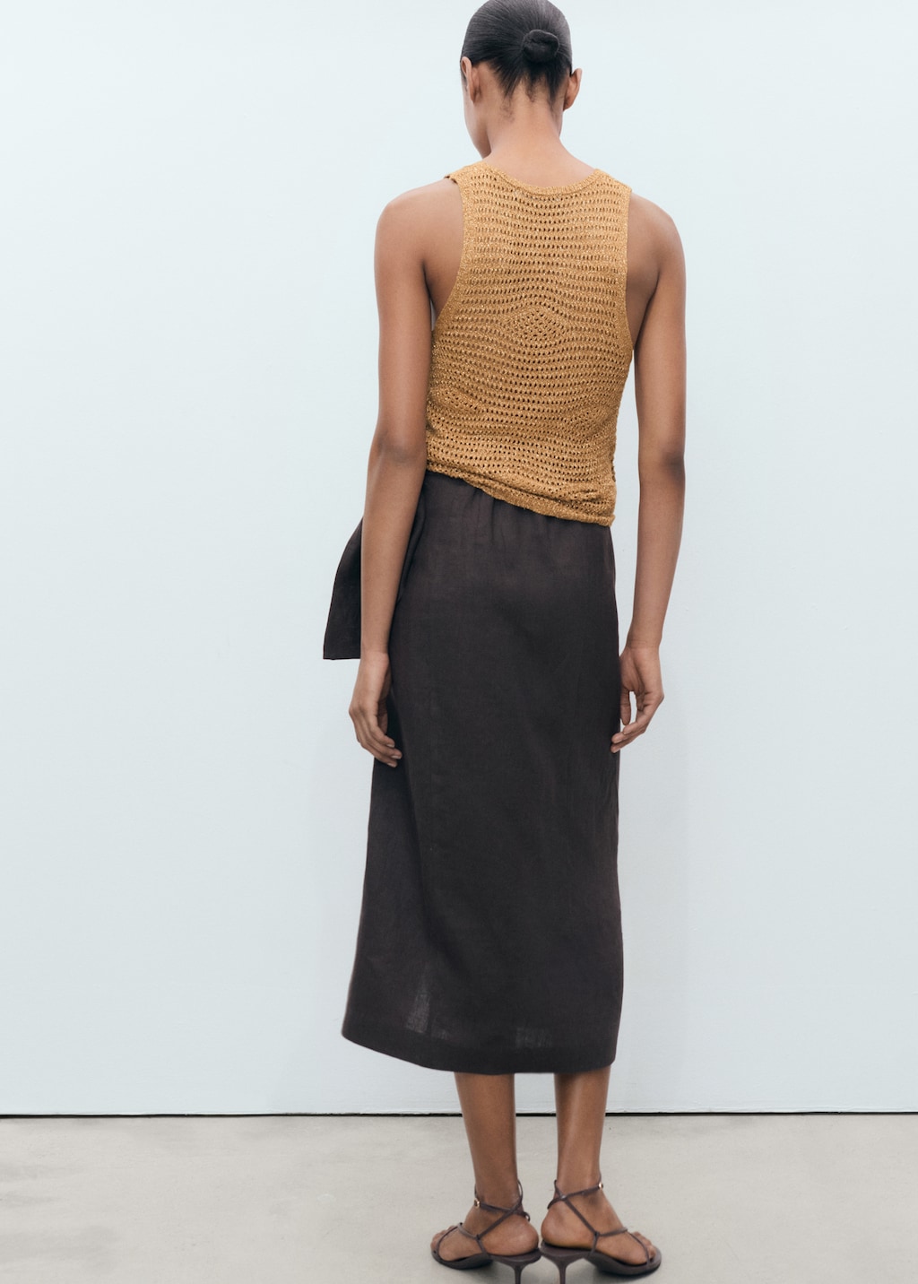 Mango Openwork knitted lurex top