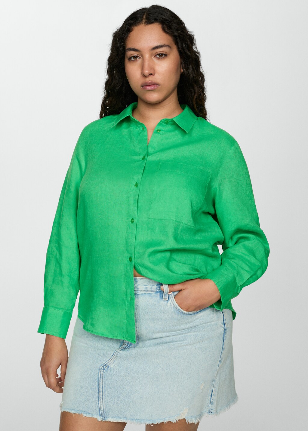 Camisa 100 lino manga larga
