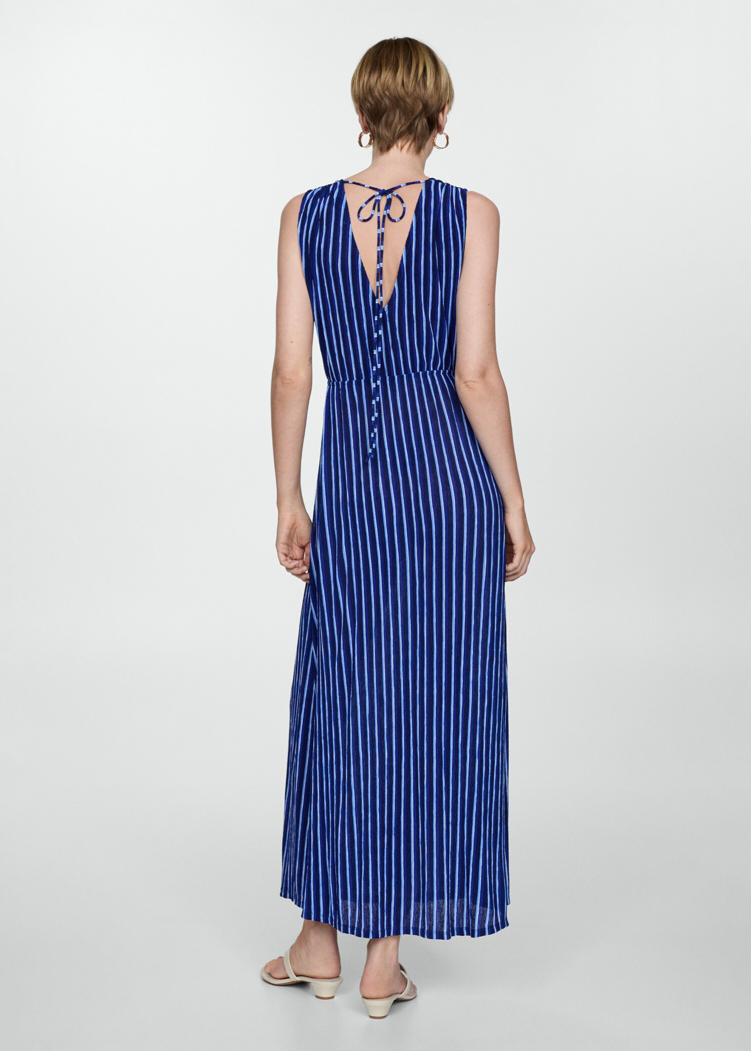 Stripe-print dress with bow - Reverse of the article