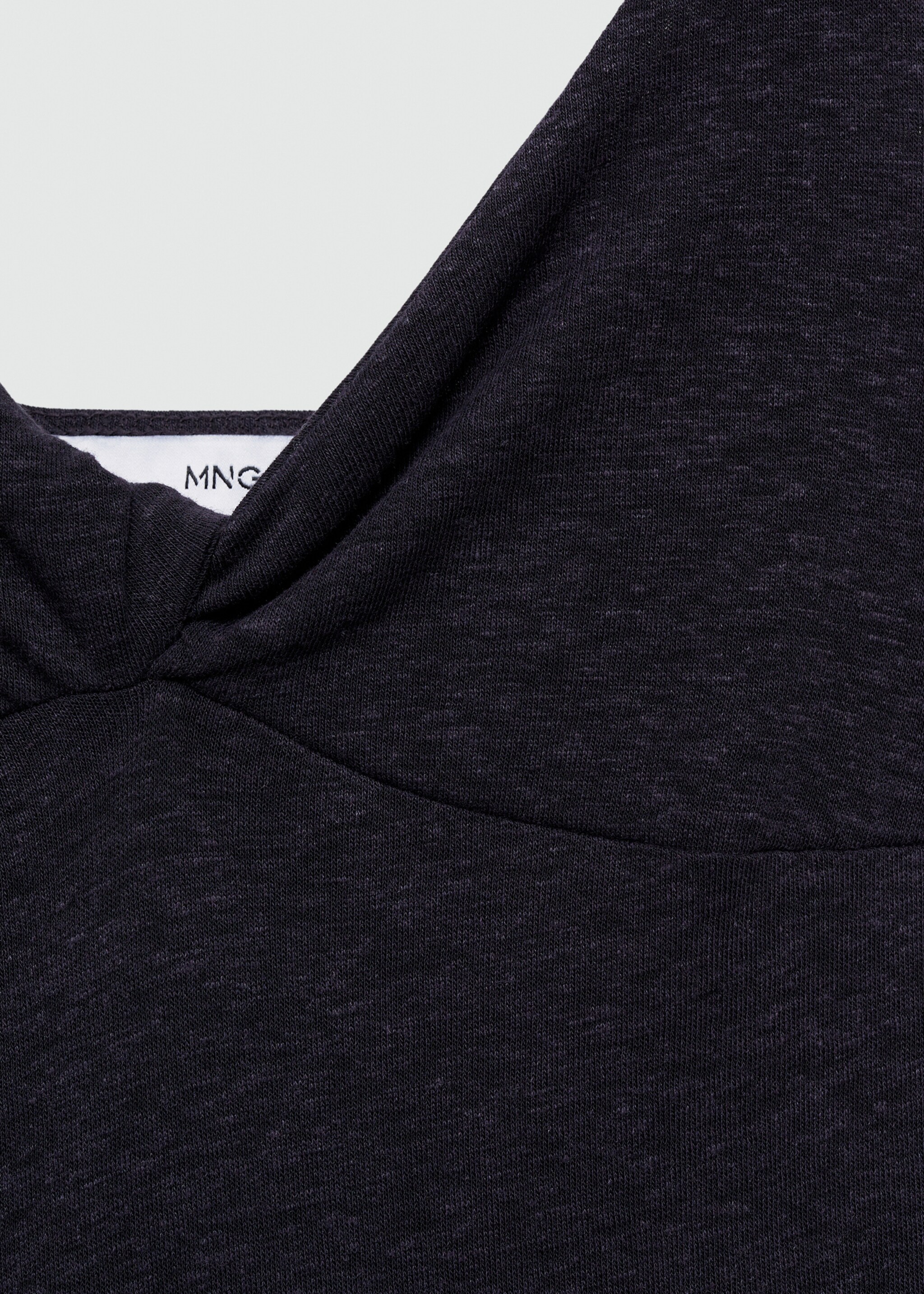 Linen dress with knot detail - Details of the article 8, Dark Navy. Ref: 77020371-00.