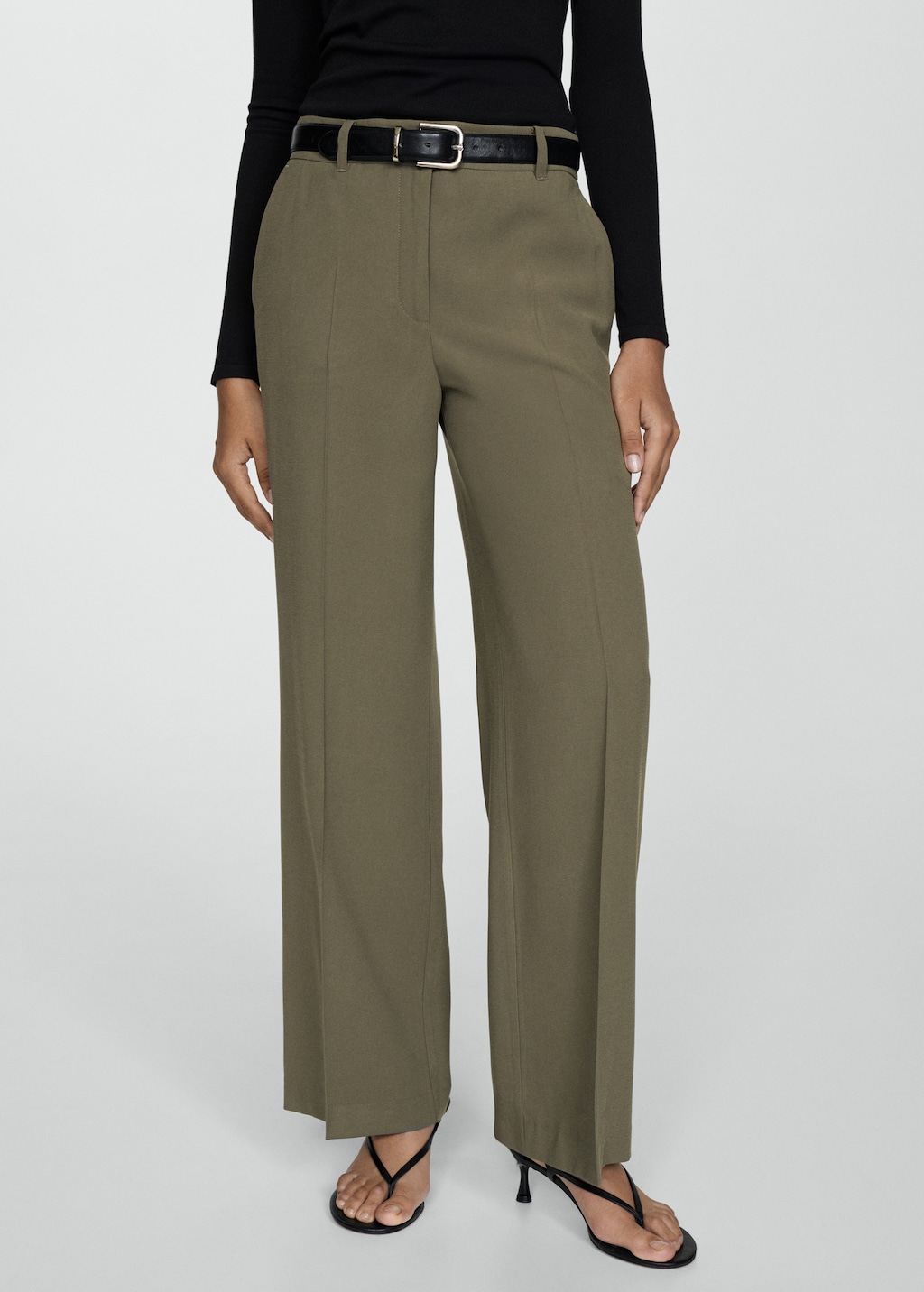 Mango Wideleg-Bundfaltenhose