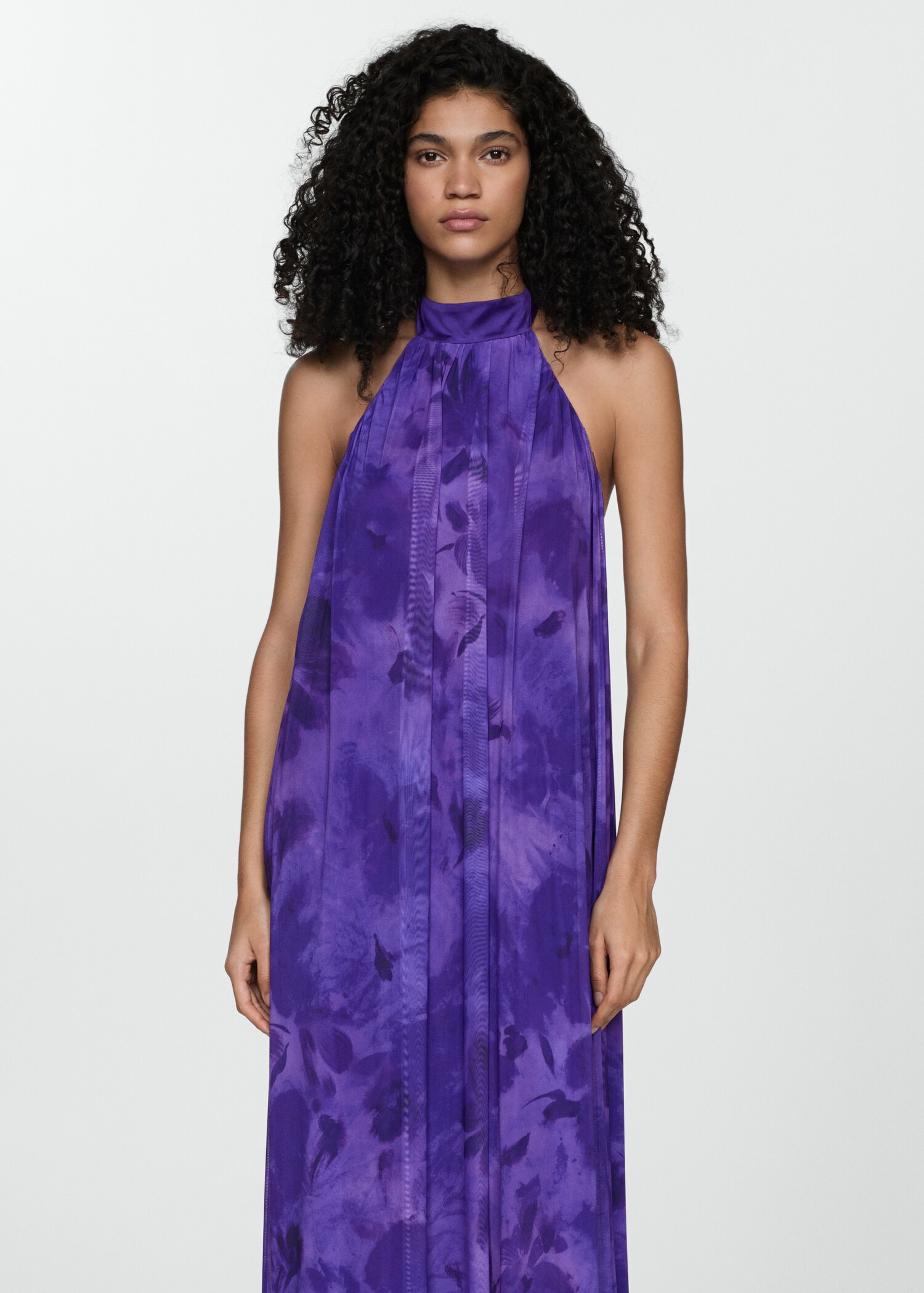 Printed halter-neck dress - Medium plane